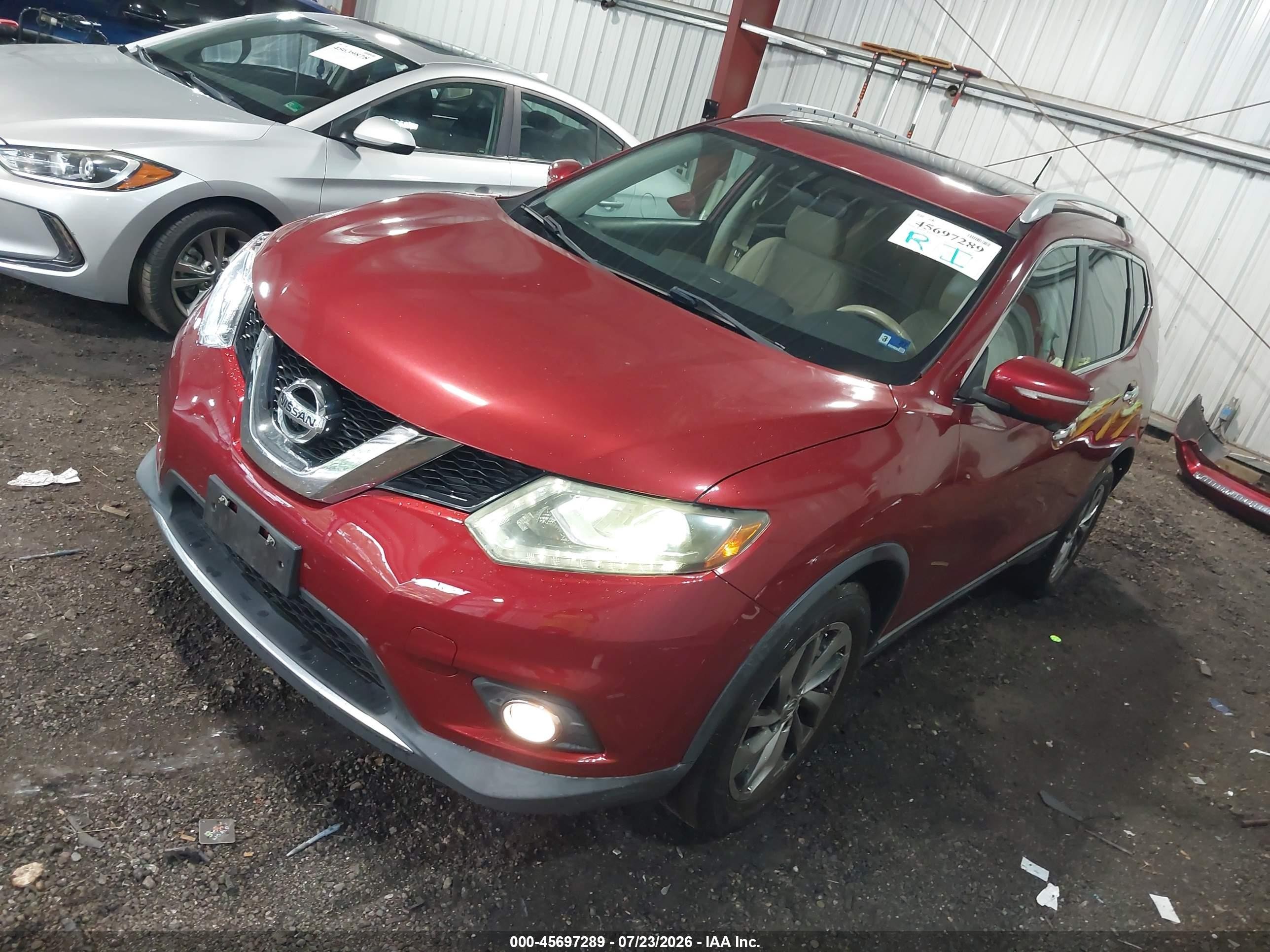 2015 Nissan Rogue Sl Red vin: 5N1AT2MT8FC849050