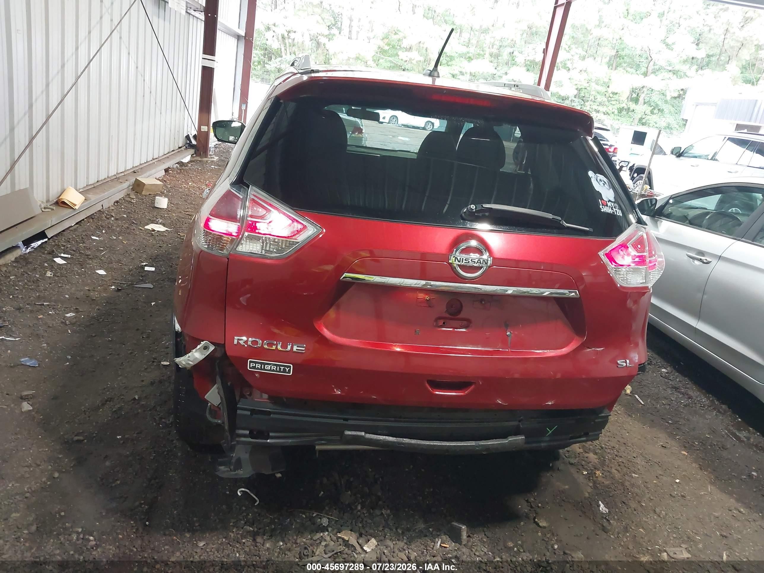 2015 Nissan Rogue Sl Red vin: 5N1AT2MT8FC849050