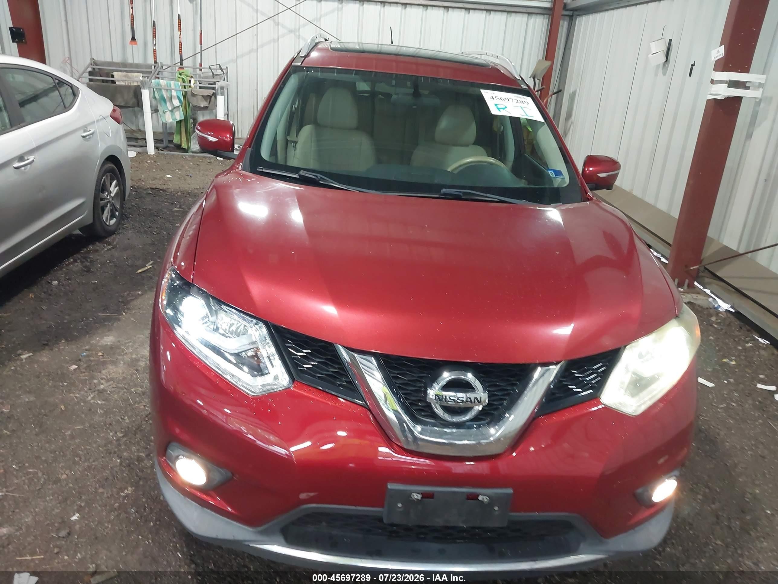 2015 Nissan Rogue Sl Red vin: 5N1AT2MT8FC849050