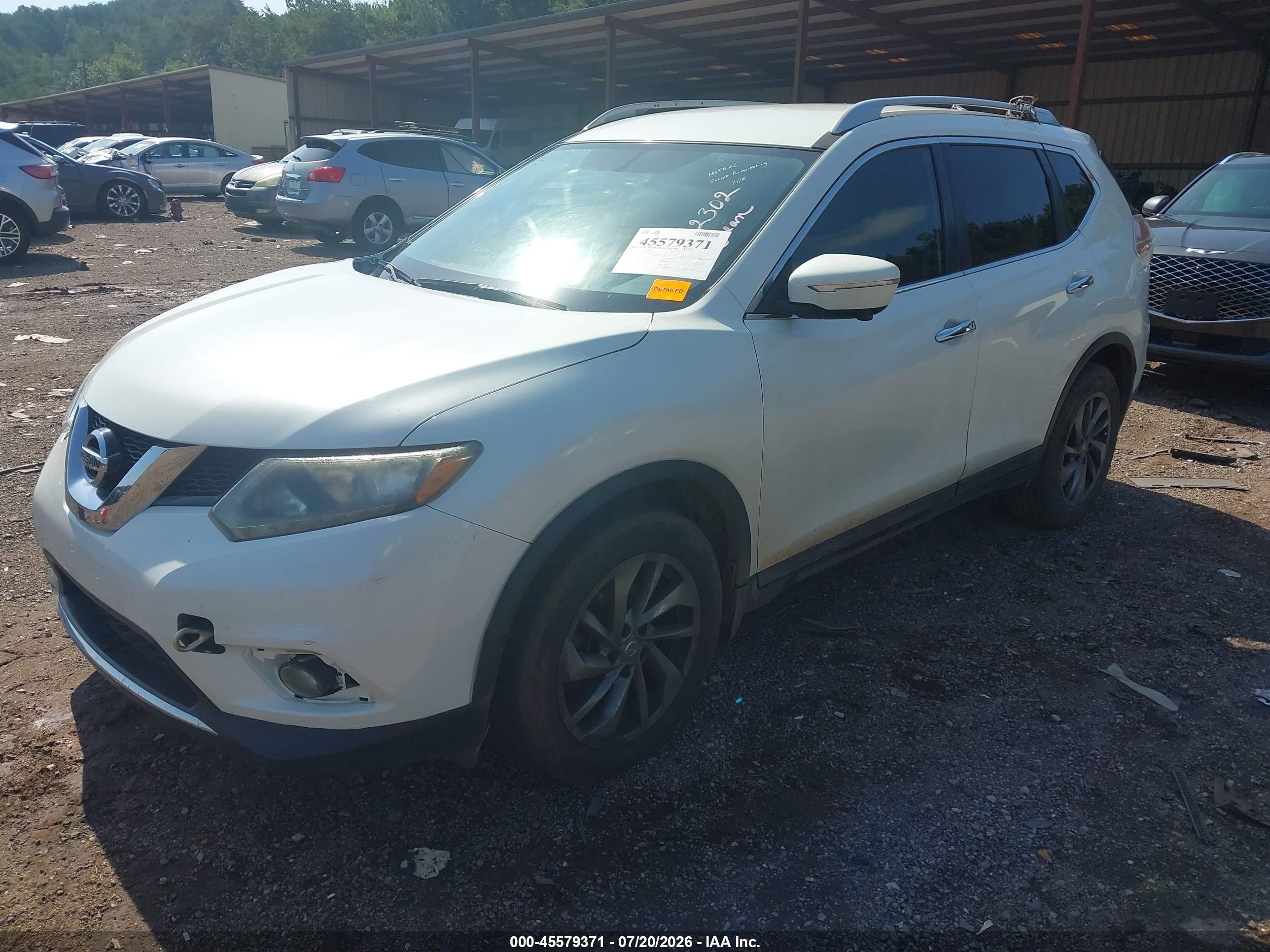 2015 Nissan Rogue Sl White vin: 5N1AT2MT8FC862302