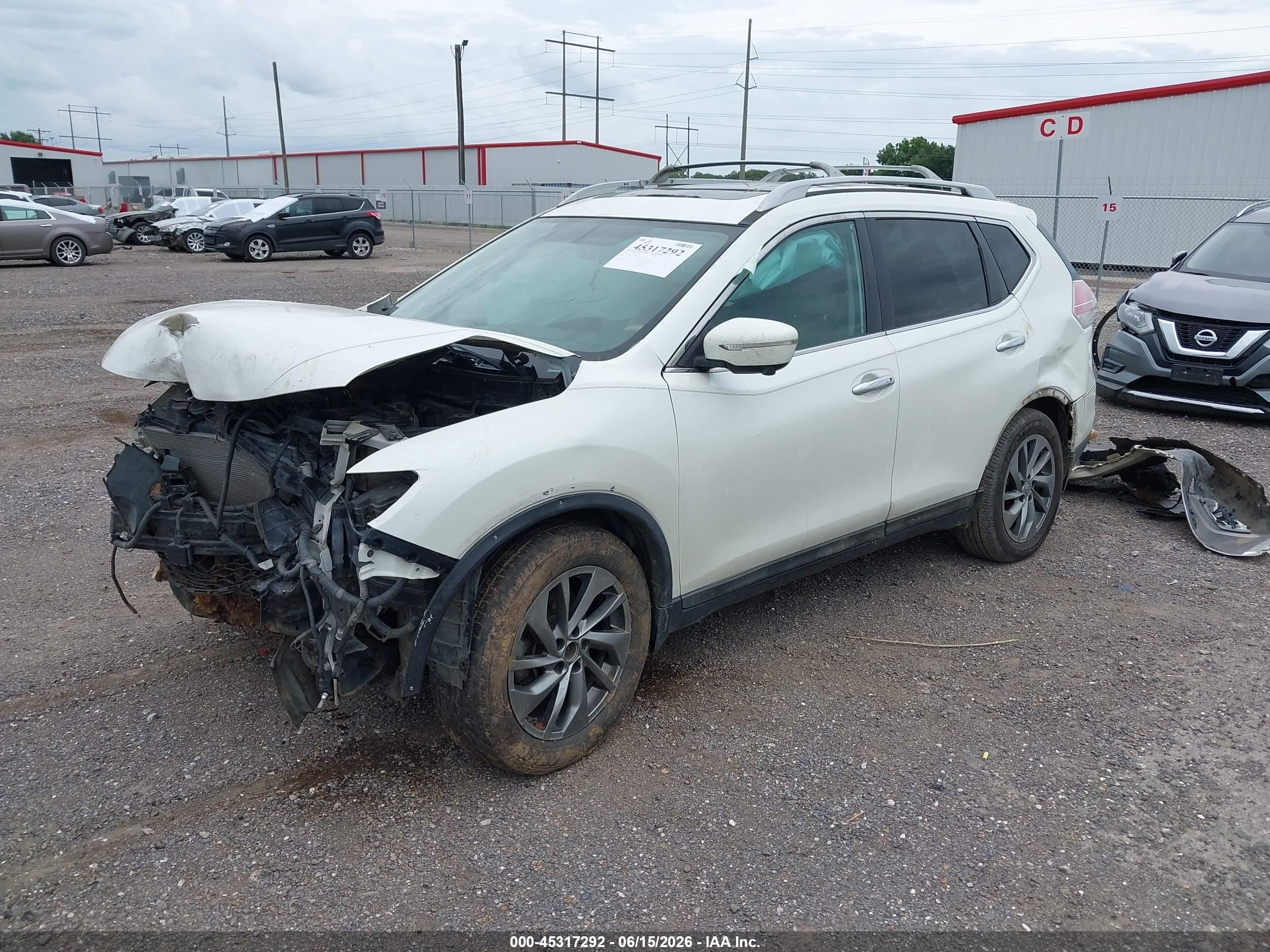 2015 Nissan Rogue Sl White vin: 5N1AT2MT8FC896255