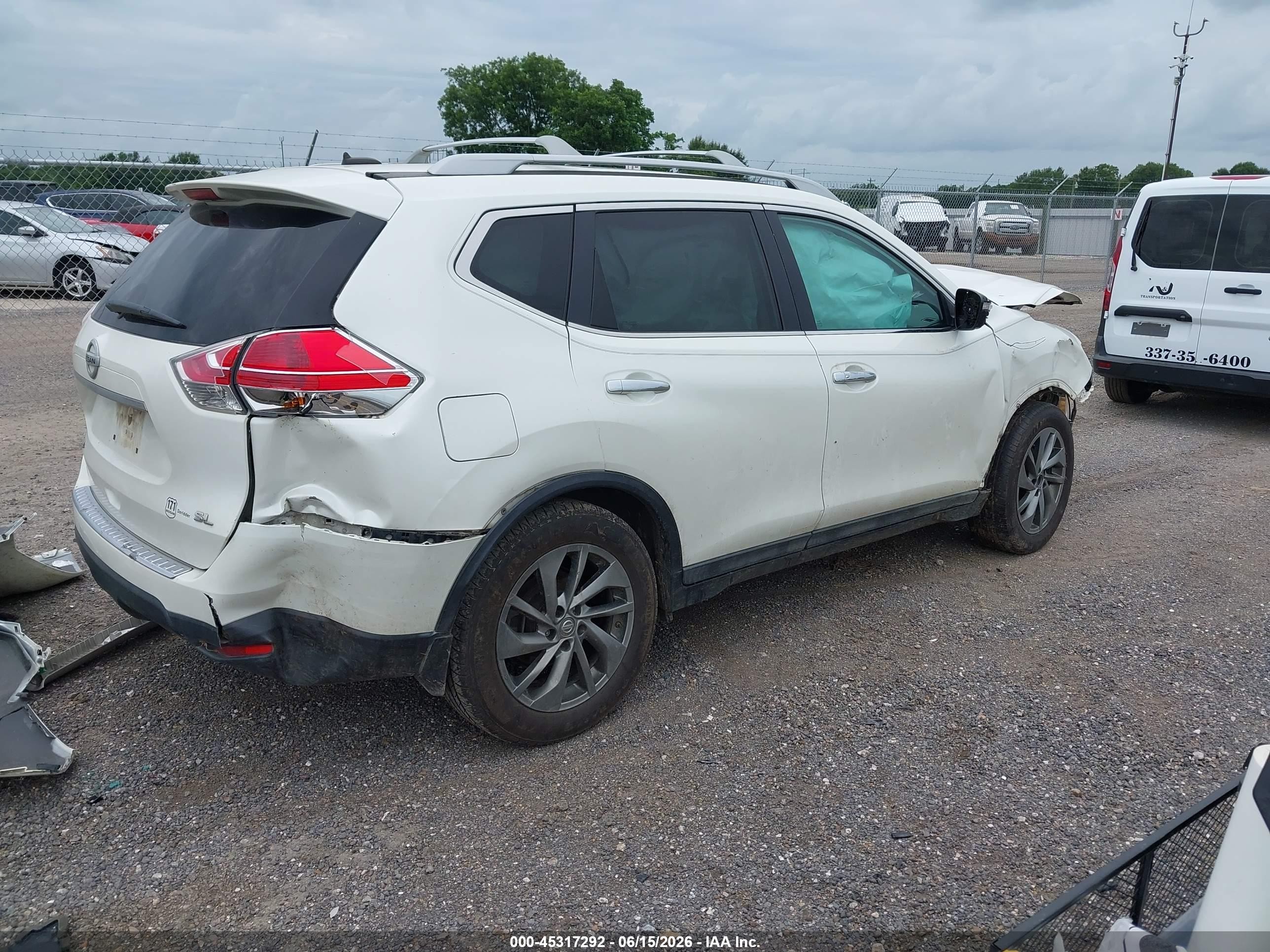 2015 Nissan Rogue Sl White vin: 5N1AT2MT8FC896255