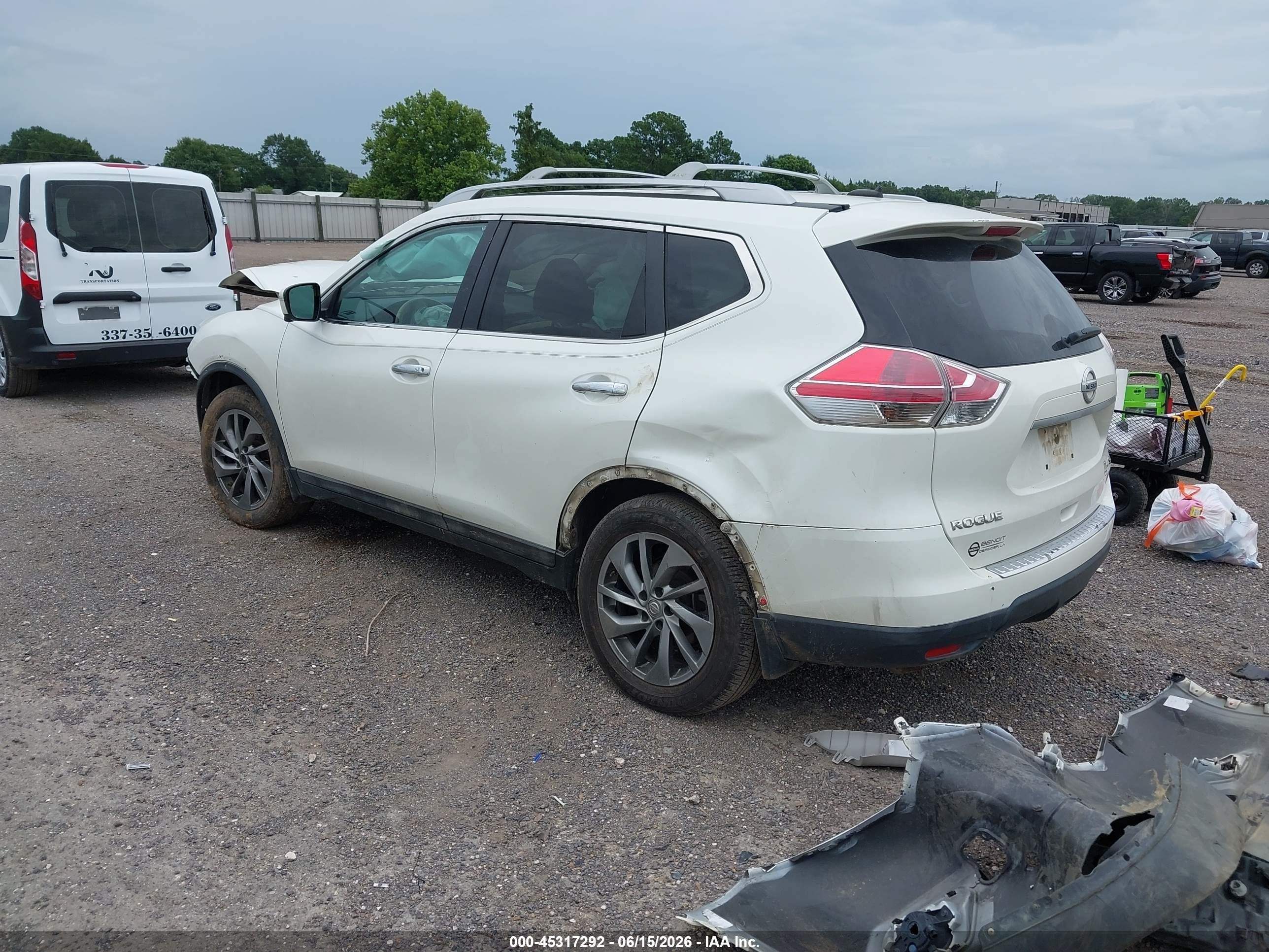 2015 Nissan Rogue Sl White vin: 5N1AT2MT8FC896255