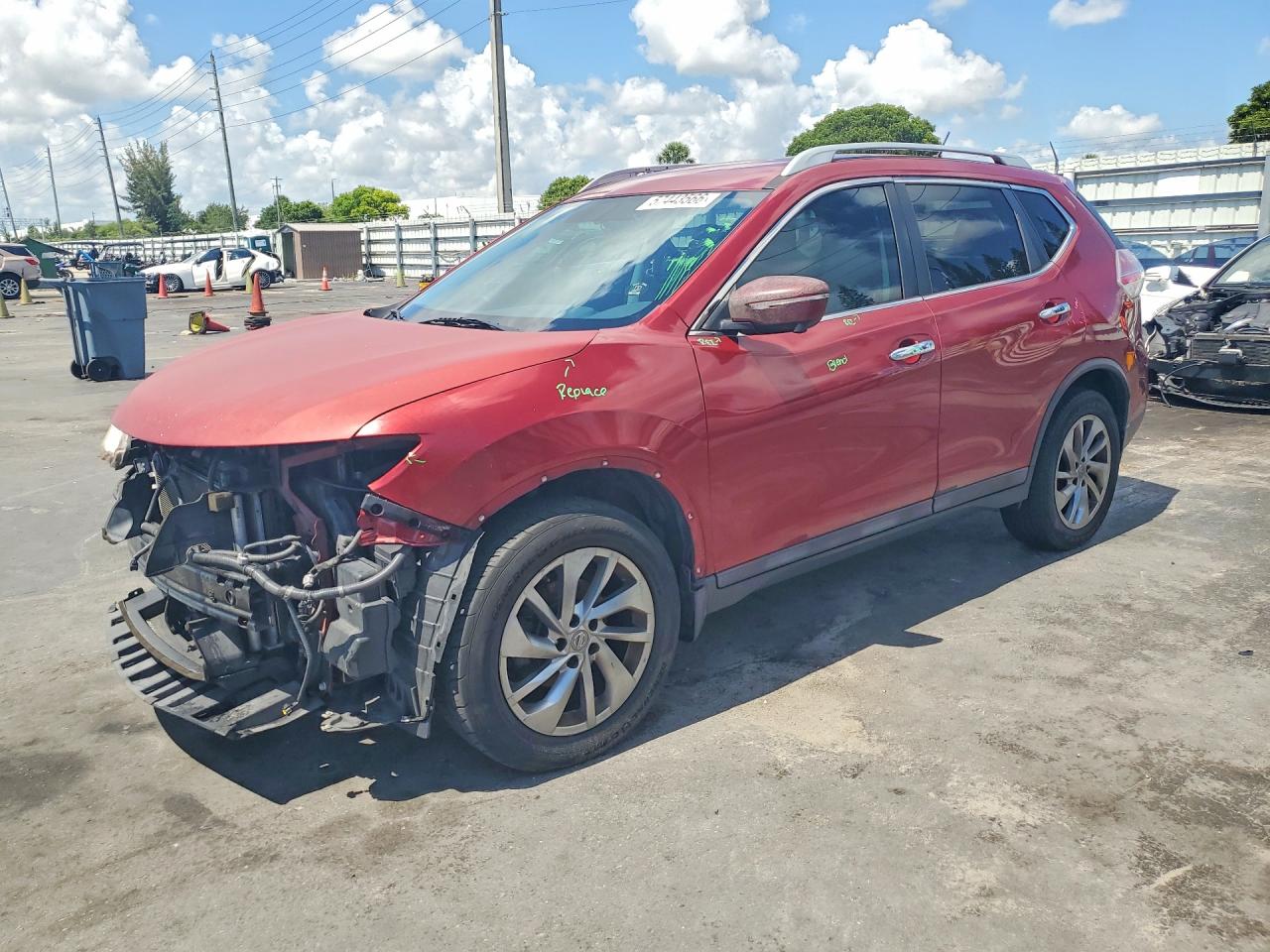 2015 Nissan Rogue Sl Burgundy vin: 5N1AT2MT8FC917010