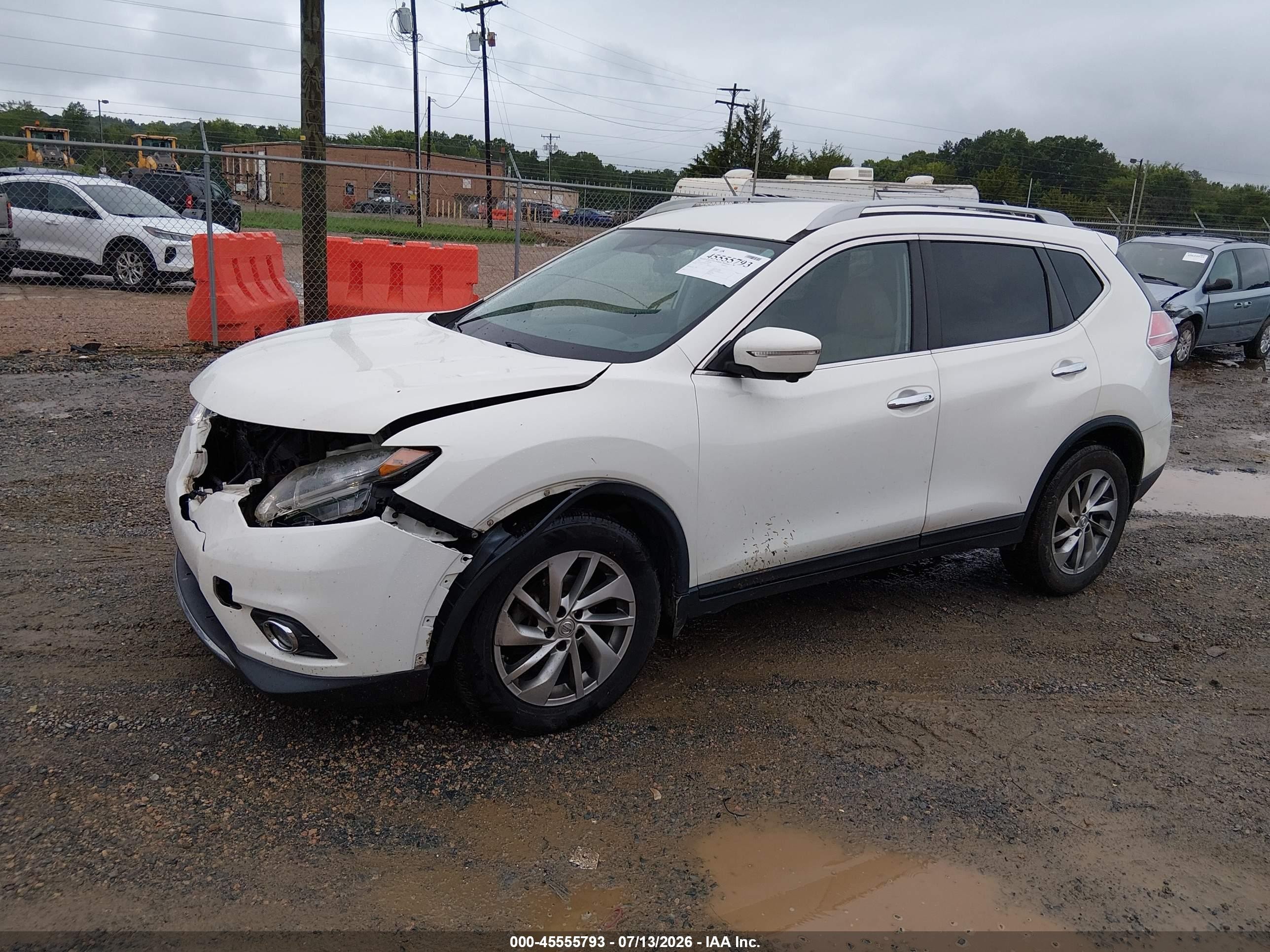 2014 Nissan Rogue Sl White vin: 5N1AT2MT9EC759341
