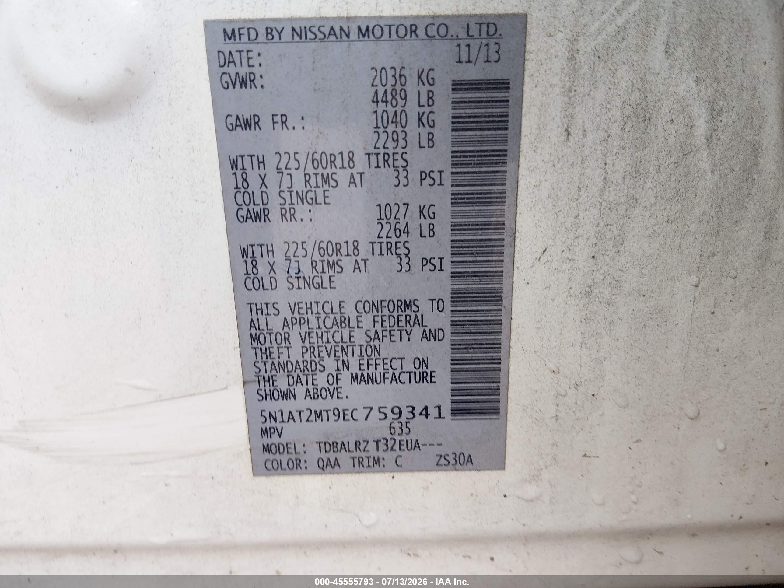 2014 Nissan Rogue Sl White vin: 5N1AT2MT9EC759341