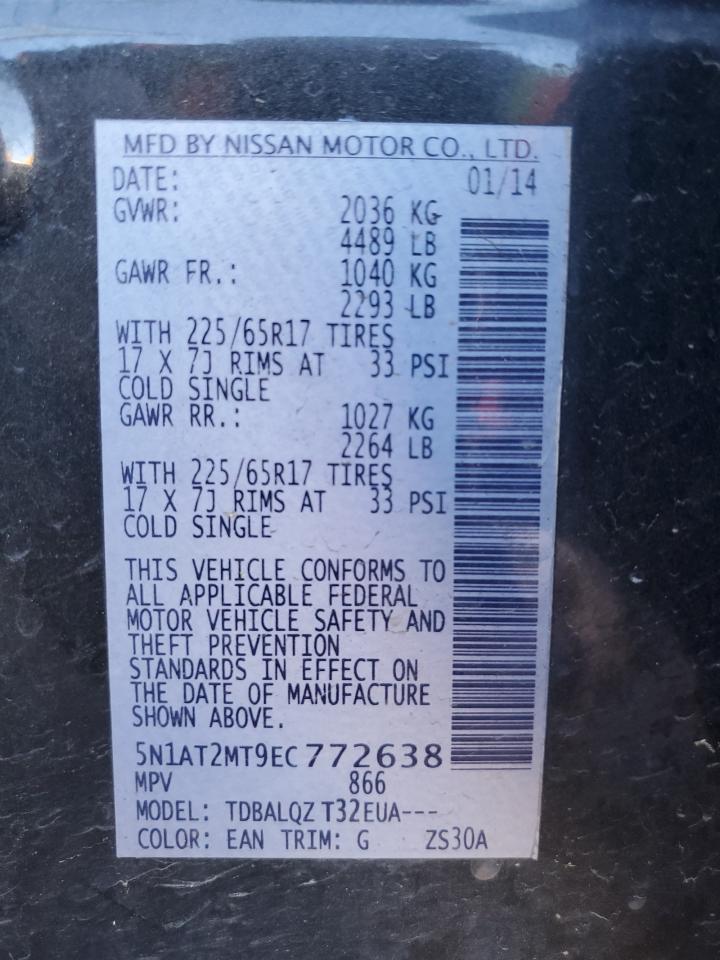 2014 Nissan Rogue S Green vin: 5N1AT2MT9EC772638