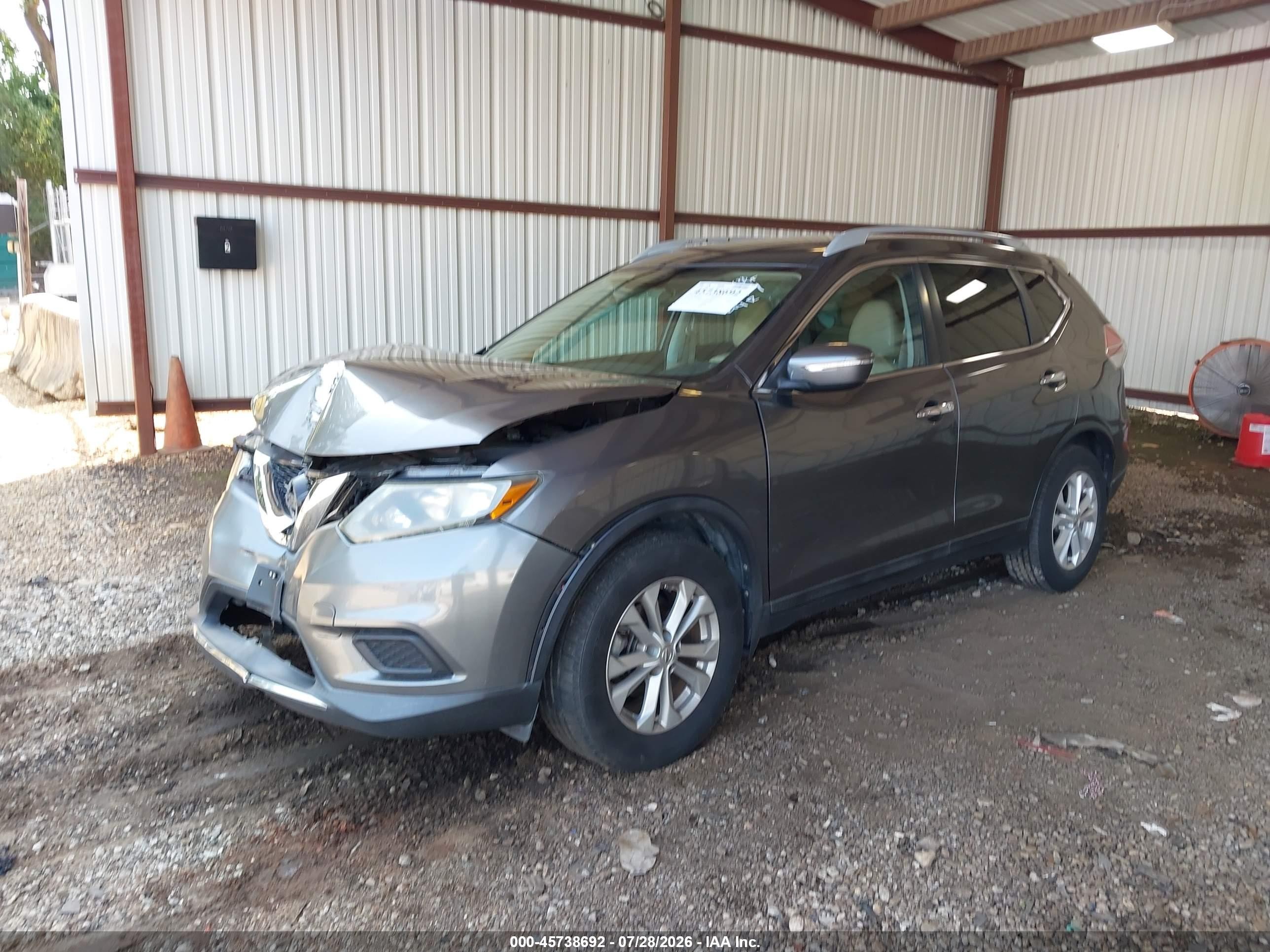2014 Nissan Rogue Sv Gray vin: 5N1AT2MT9EC795479