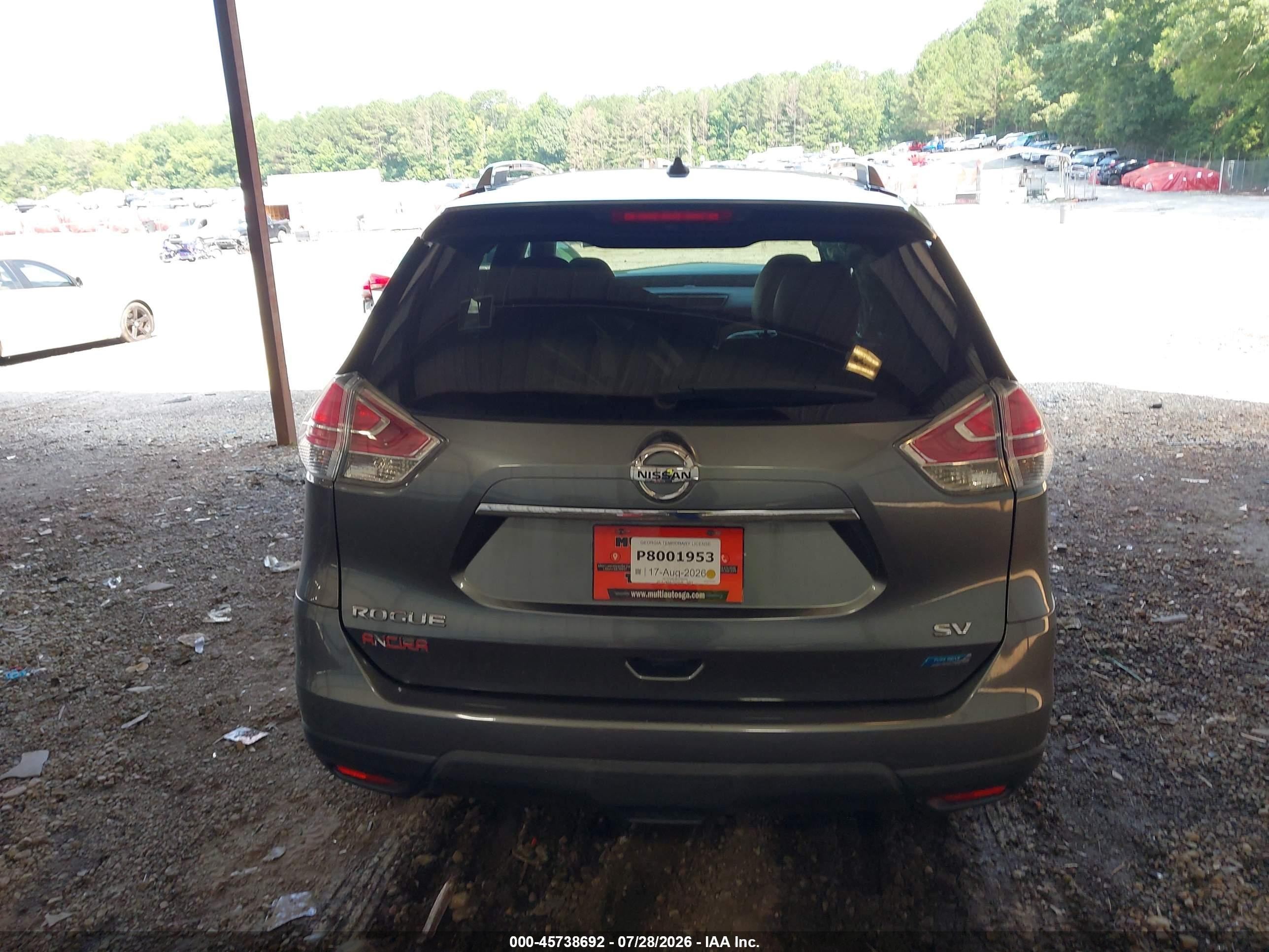 2014 Nissan Rogue Sv Gray vin: 5N1AT2MT9EC795479