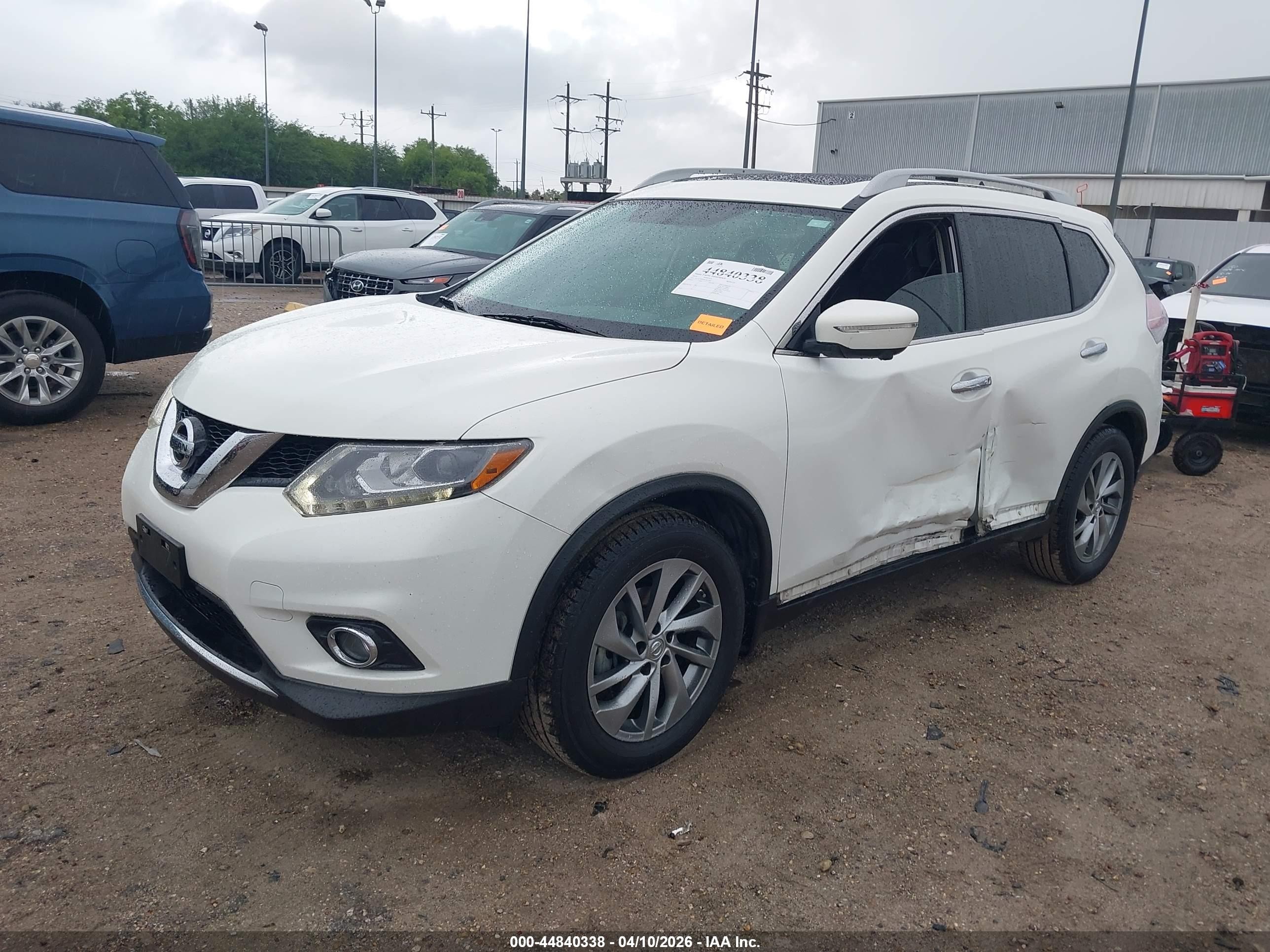 2014 Nissan Rogue Sl White vin: 5N1AT2MT9EC837584