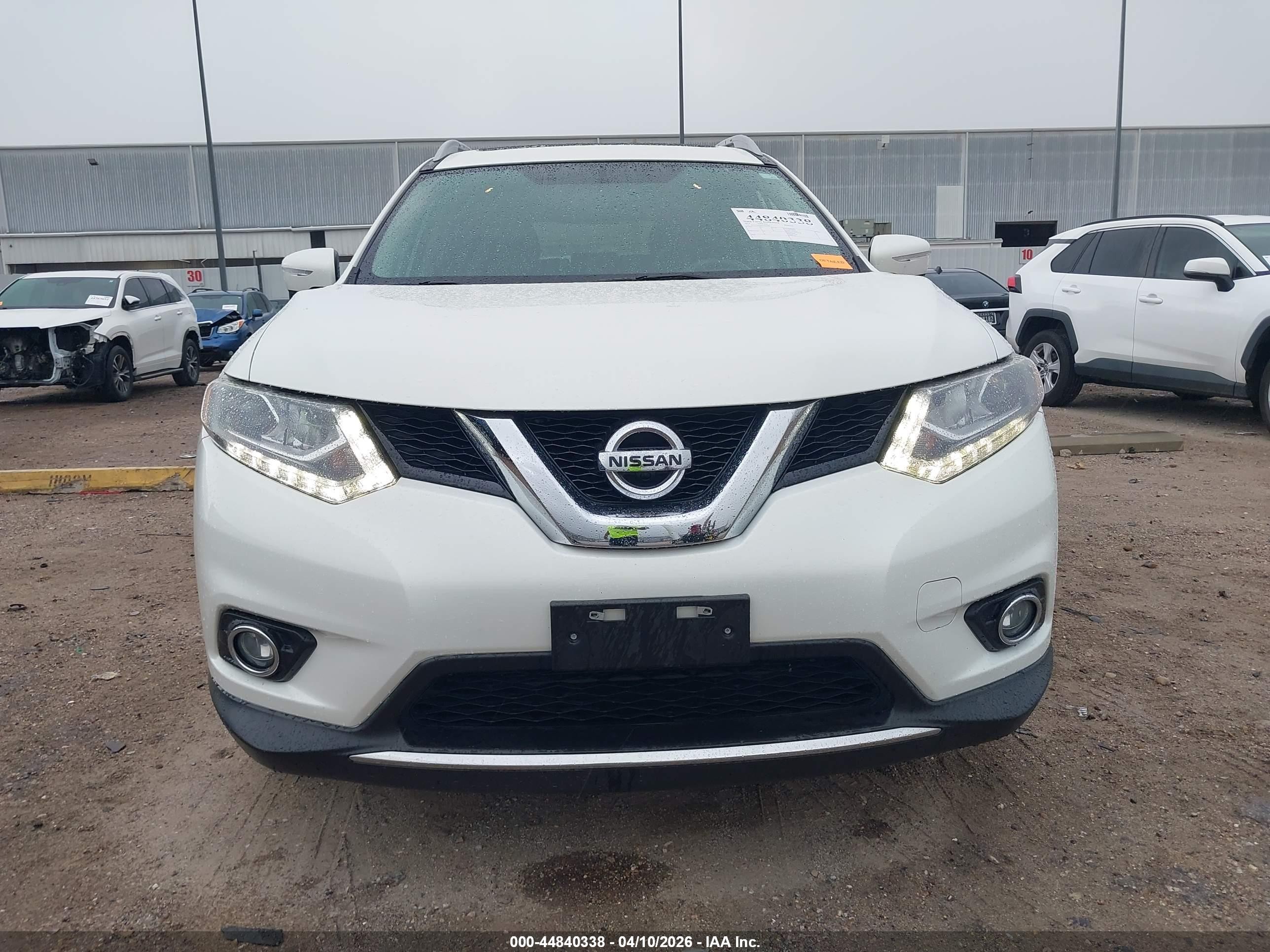 2014 Nissan Rogue Sl White vin: 5N1AT2MT9EC837584