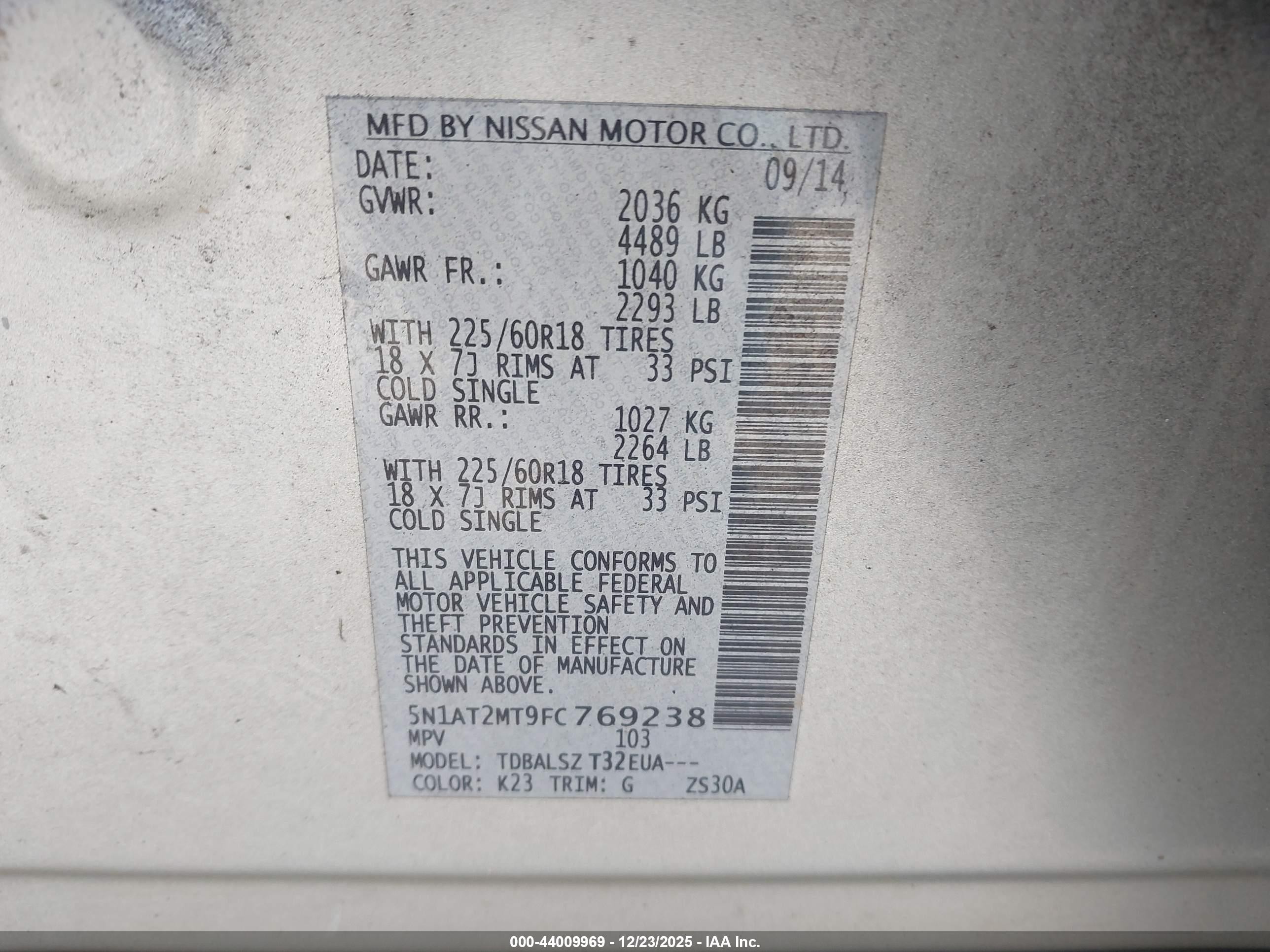 2015 Nissan Rogue Sl Silver vin: 5N1AT2MT9FC769238