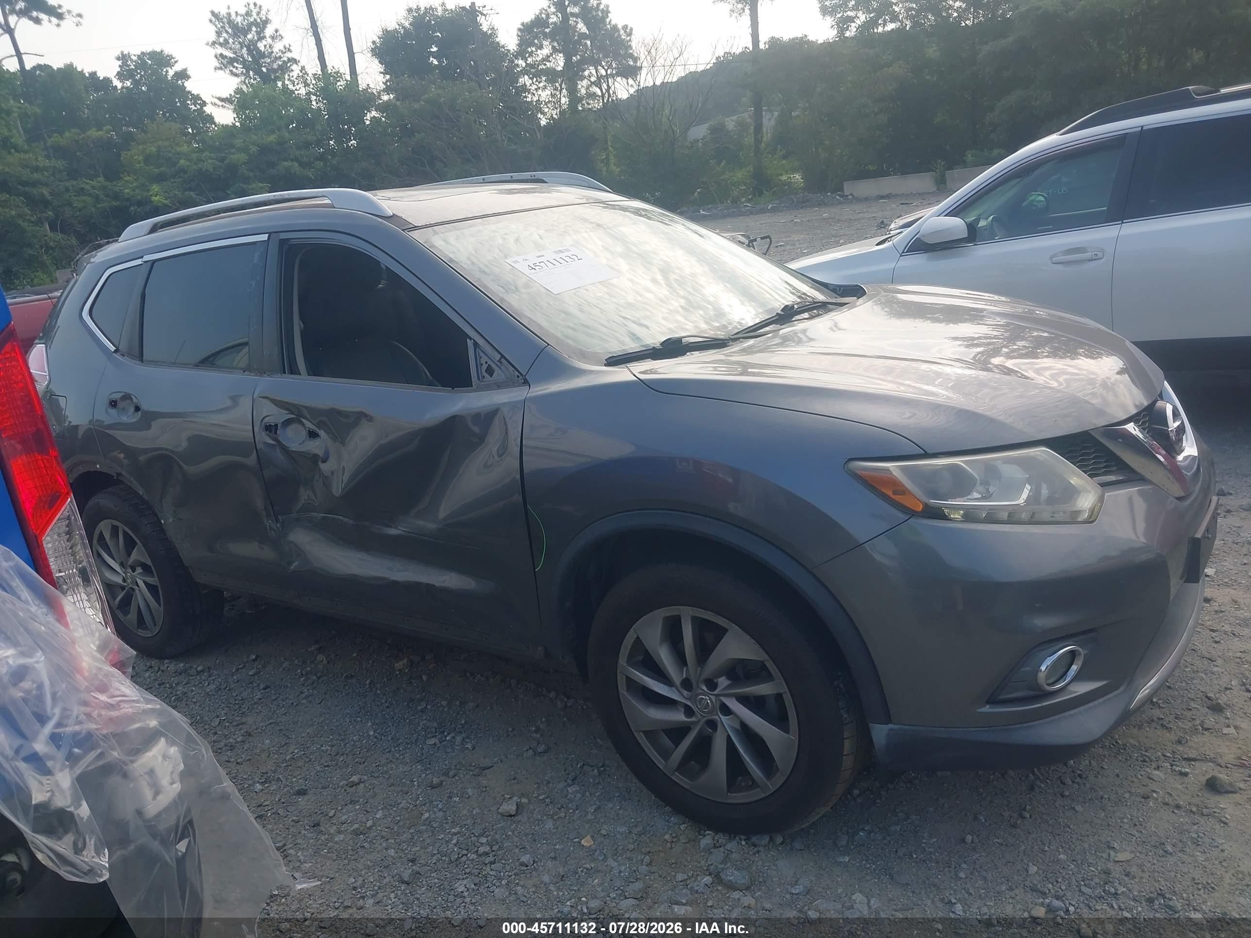 2015 Nissan Rogue Sl Gray vin: 5N1AT2MT9FC780305