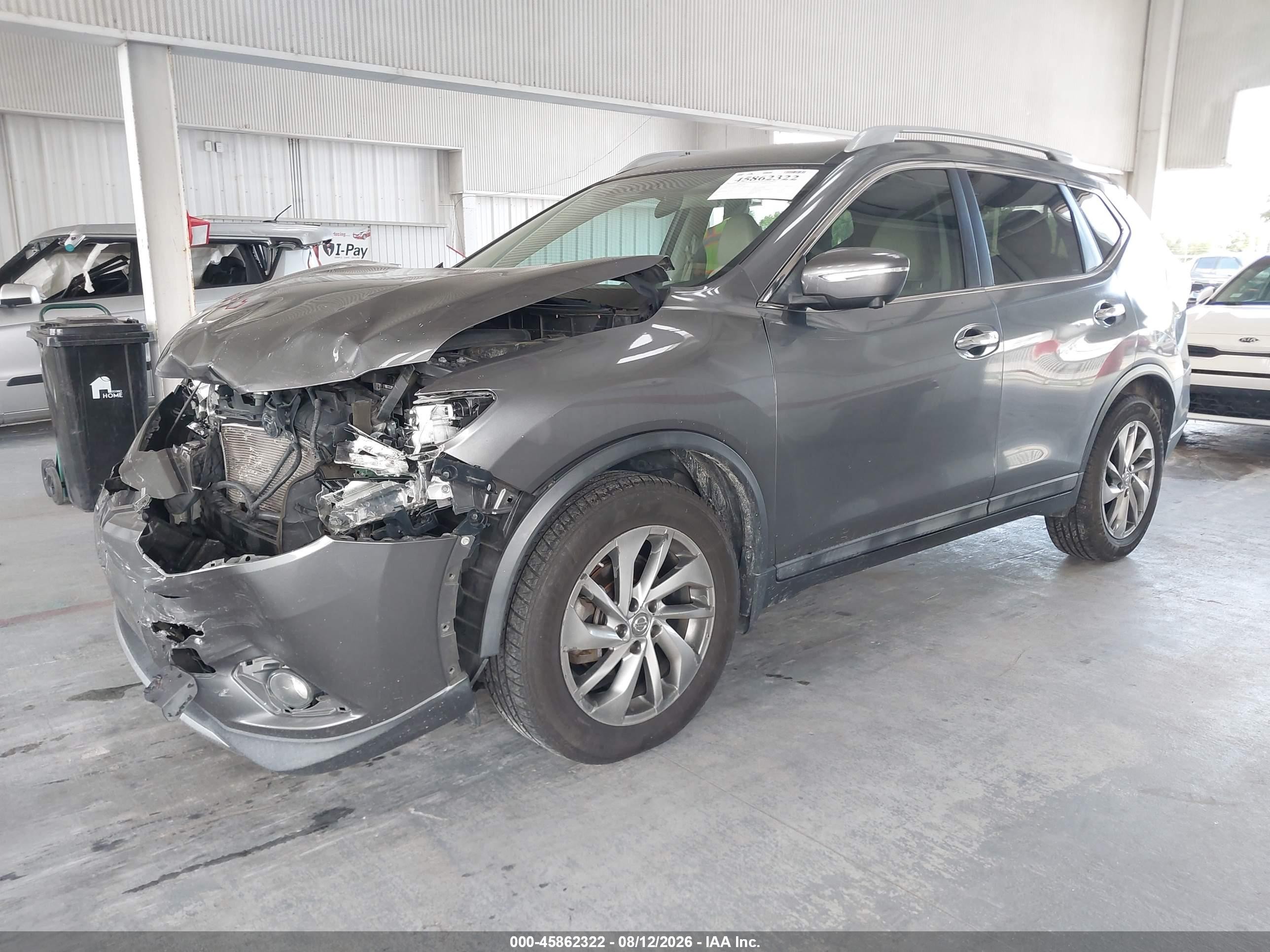 2015 Nissan Rogue Sl Gray vin: 5N1AT2MT9FC784371