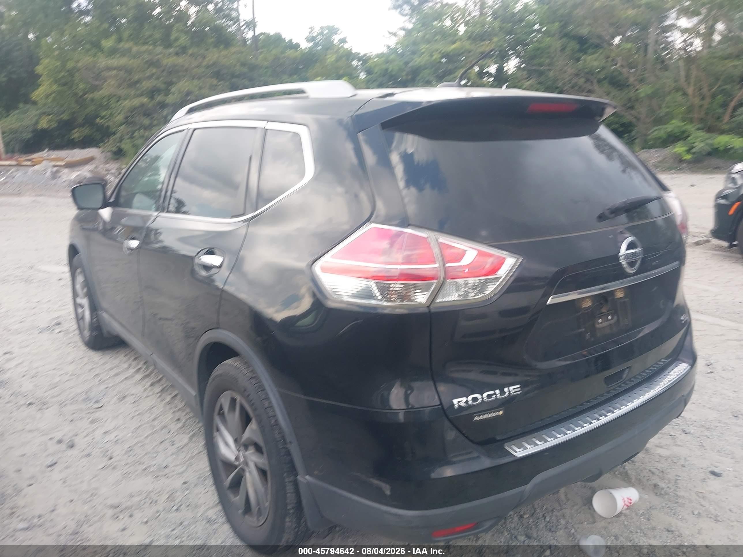 2015 Nissan Rogue Sl Black vin: 5N1AT2MT9FC792714