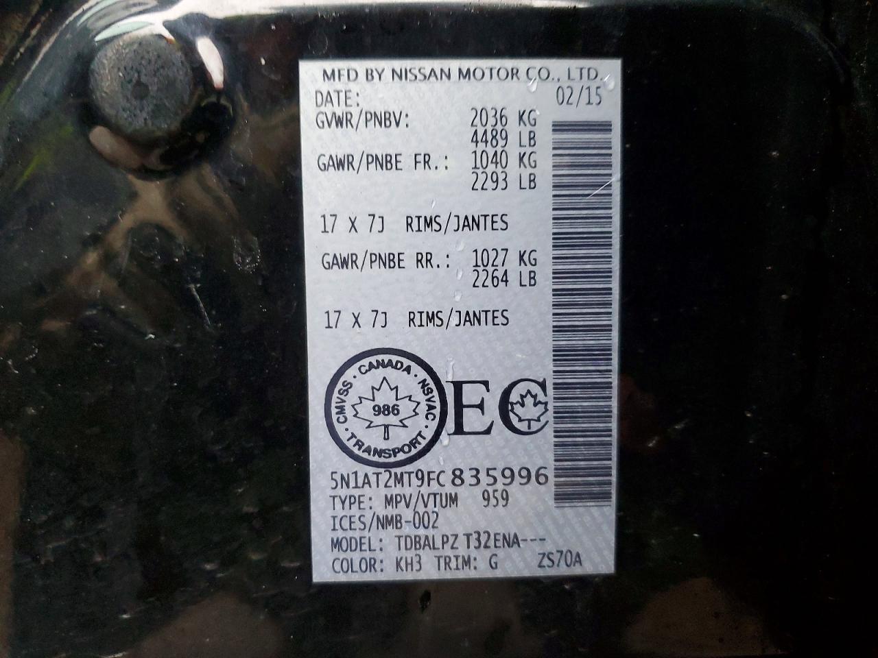 2015 Nissan Rogue S Black vin: 5N1AT2MT9FC835996