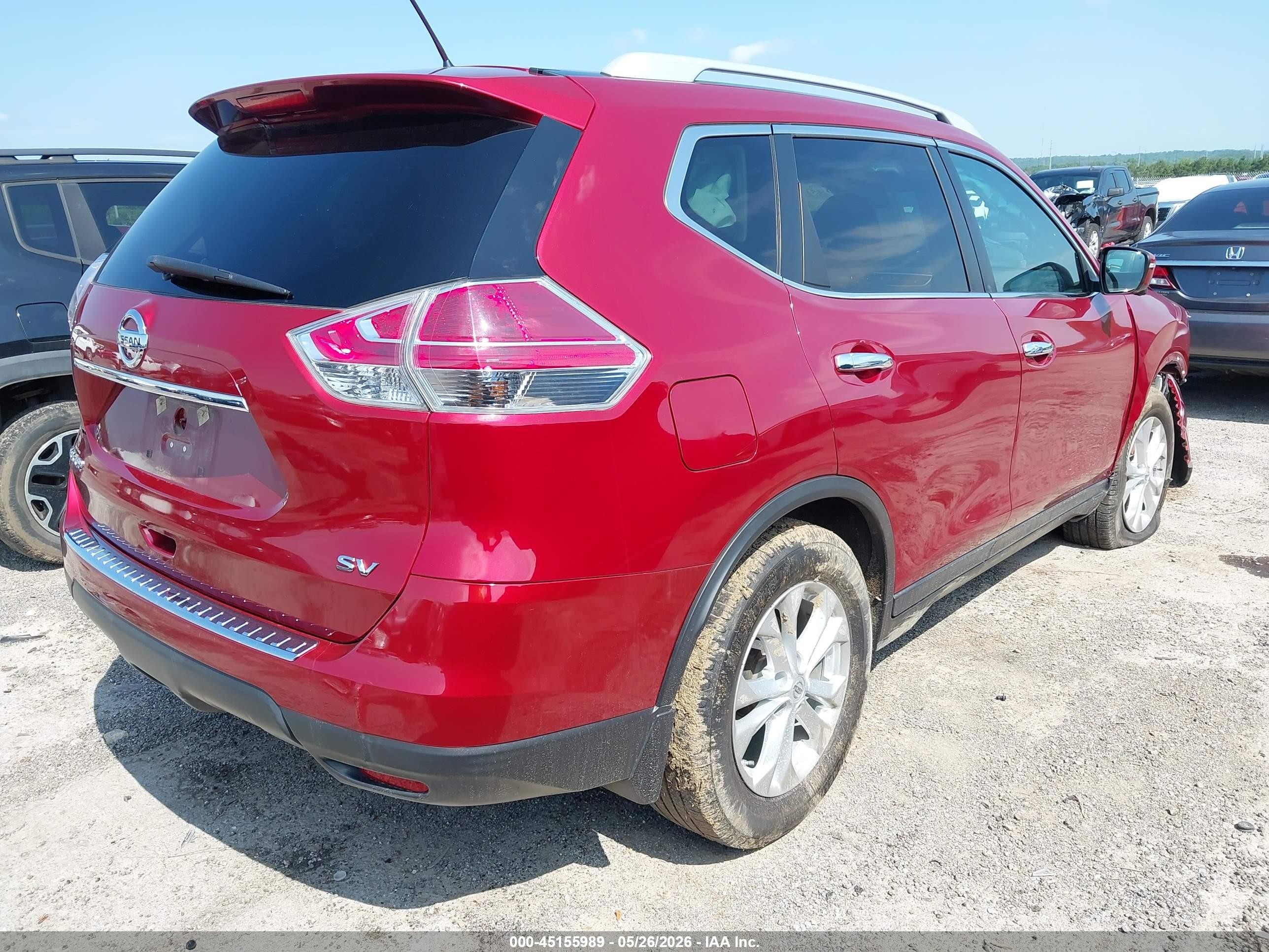 2015 Nissan Rogue Sv Red vin: 5N1AT2MT9FC905089