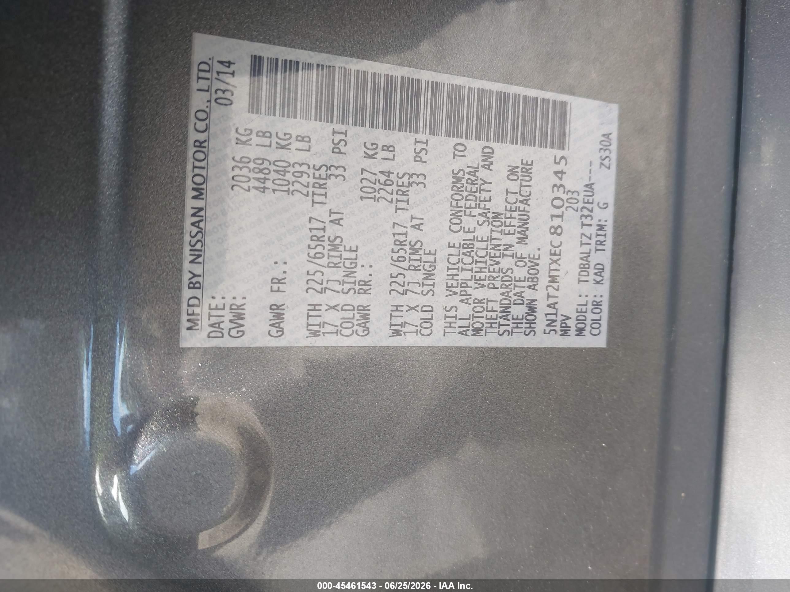 2014 Nissan Rogue Sv Gray vin: 5N1AT2MTXEC810345