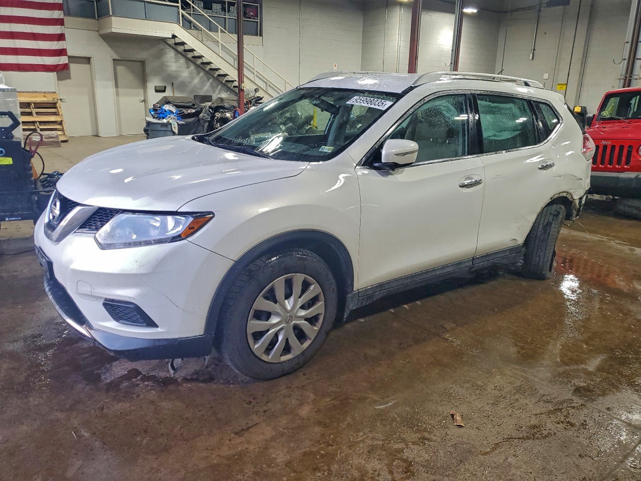 2014 Nissan Rogue S White vin: 5N1AT2MTXEC811298