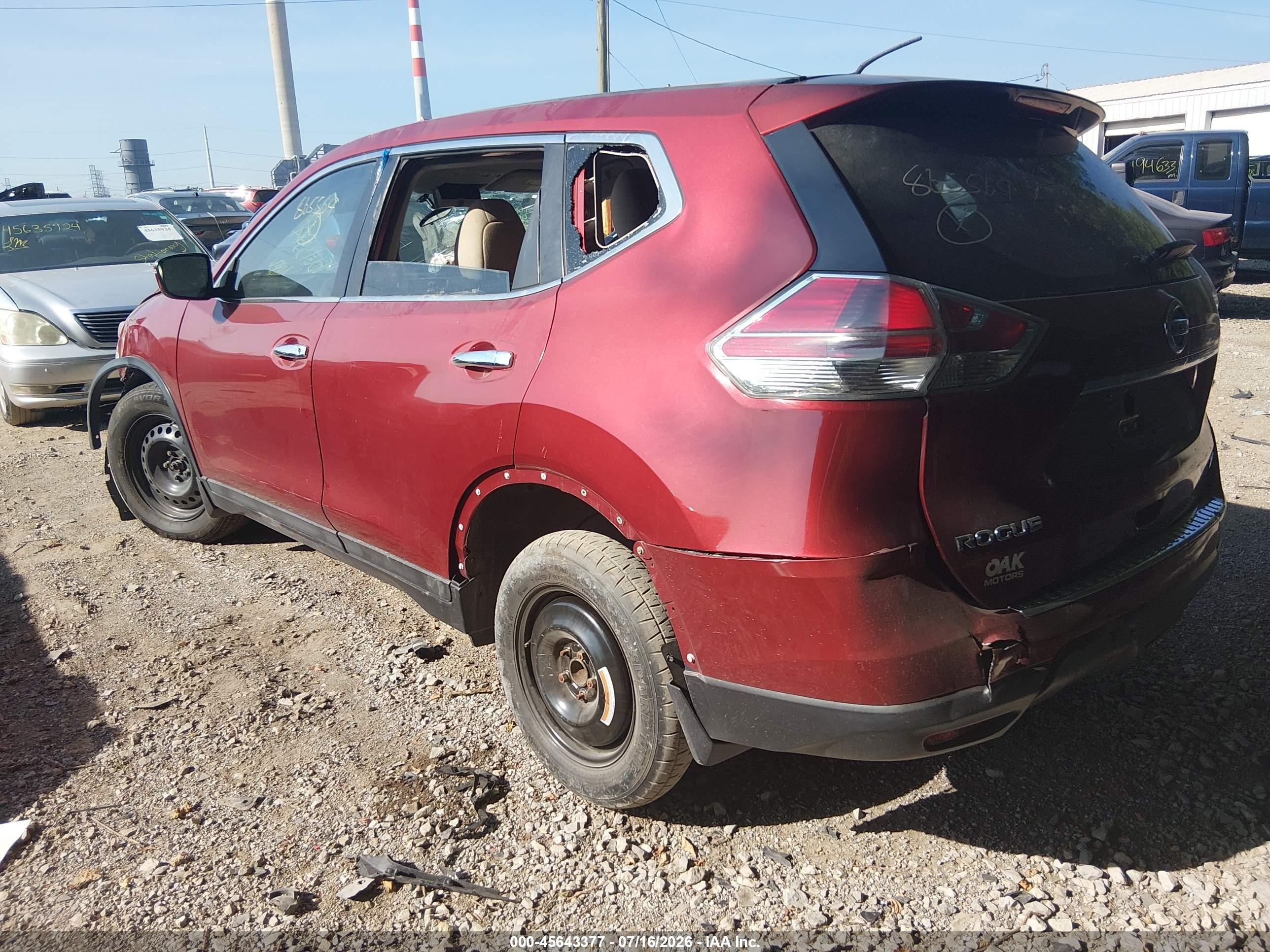 2014 Nissan Rogue S Red vin: 5N1AT2MTXEC865569