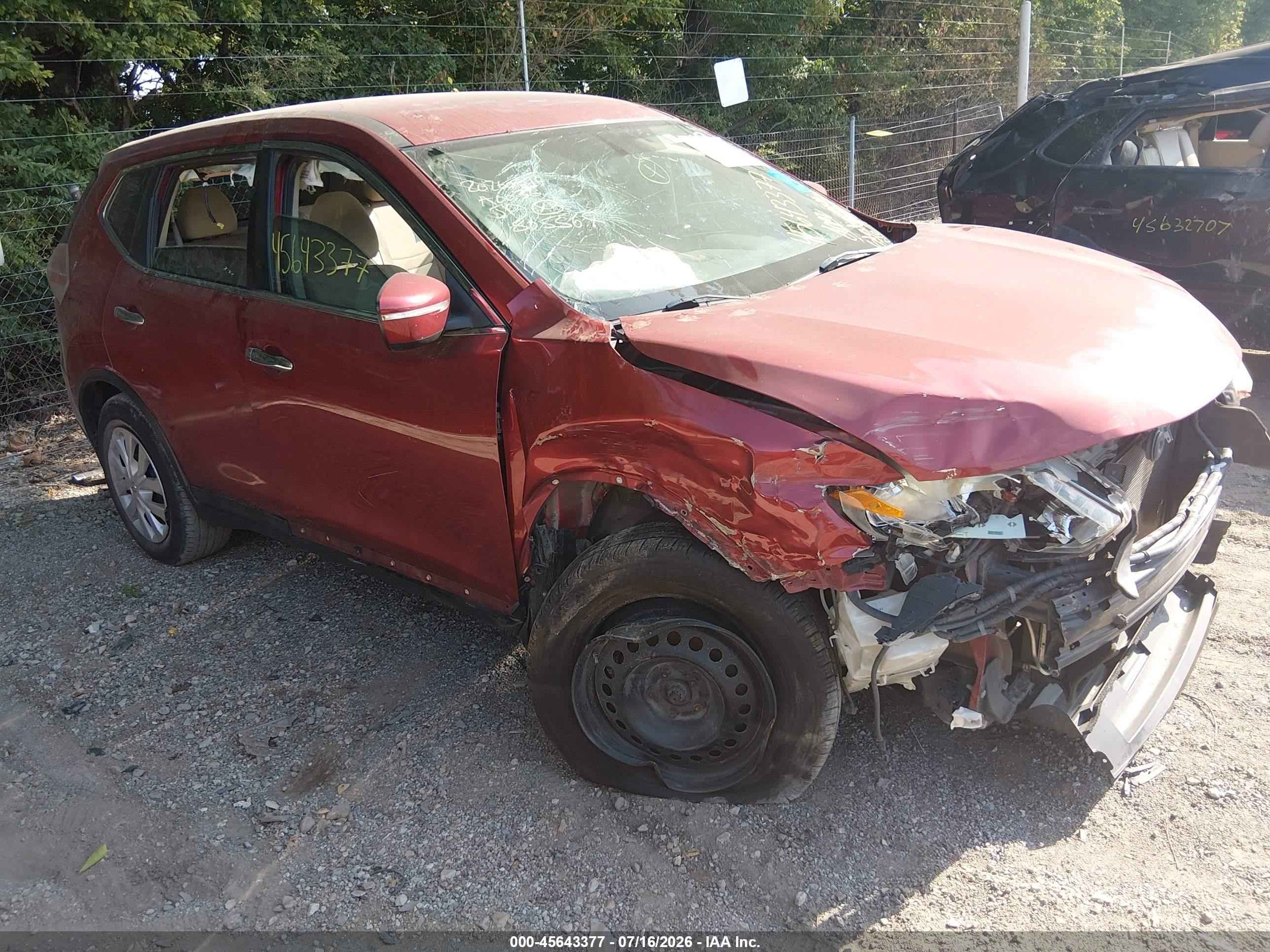 2014 Nissan Rogue S Red vin: 5N1AT2MTXEC865569