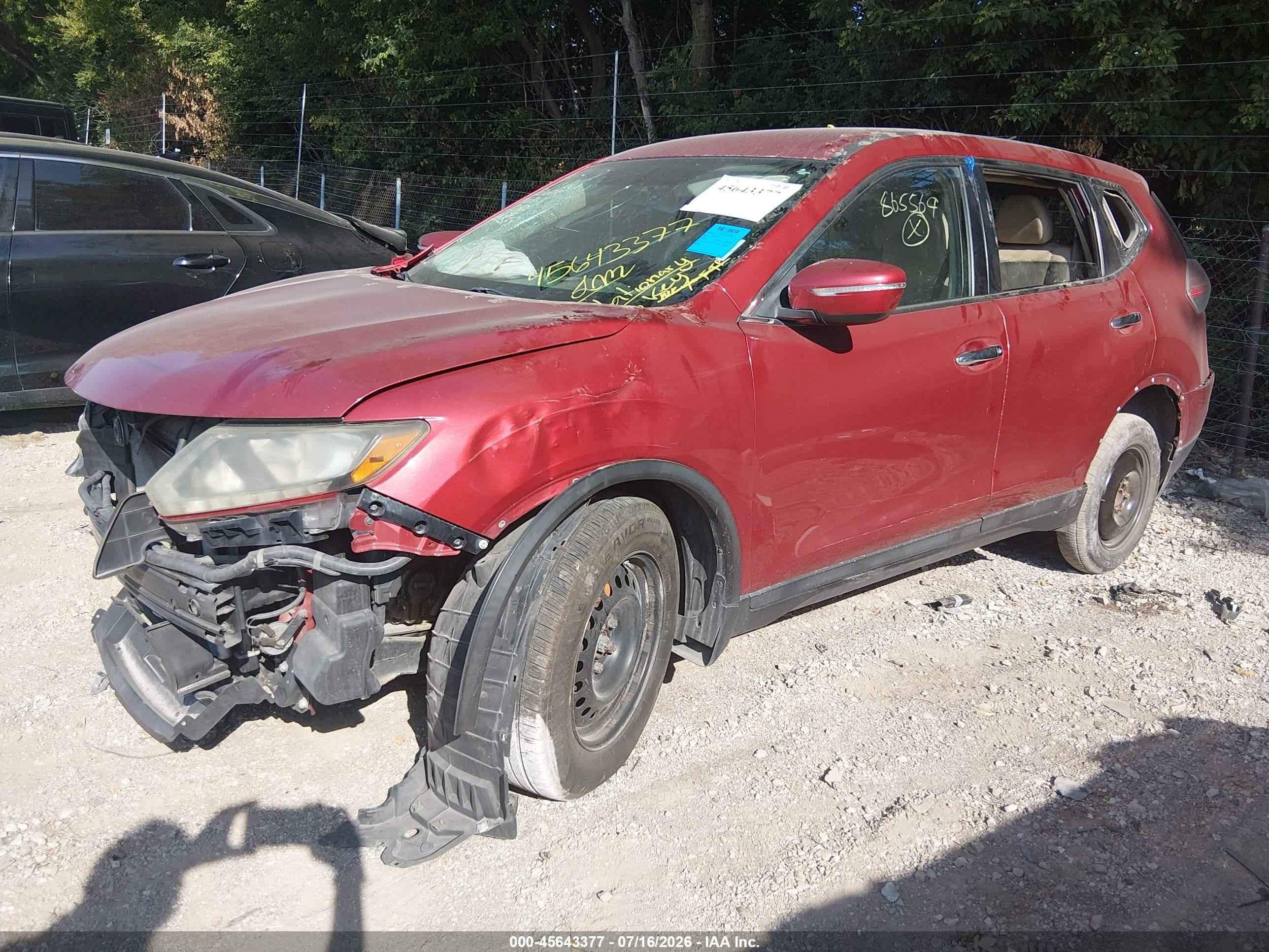 2014 Nissan Rogue S Red vin: 5N1AT2MTXEC865569