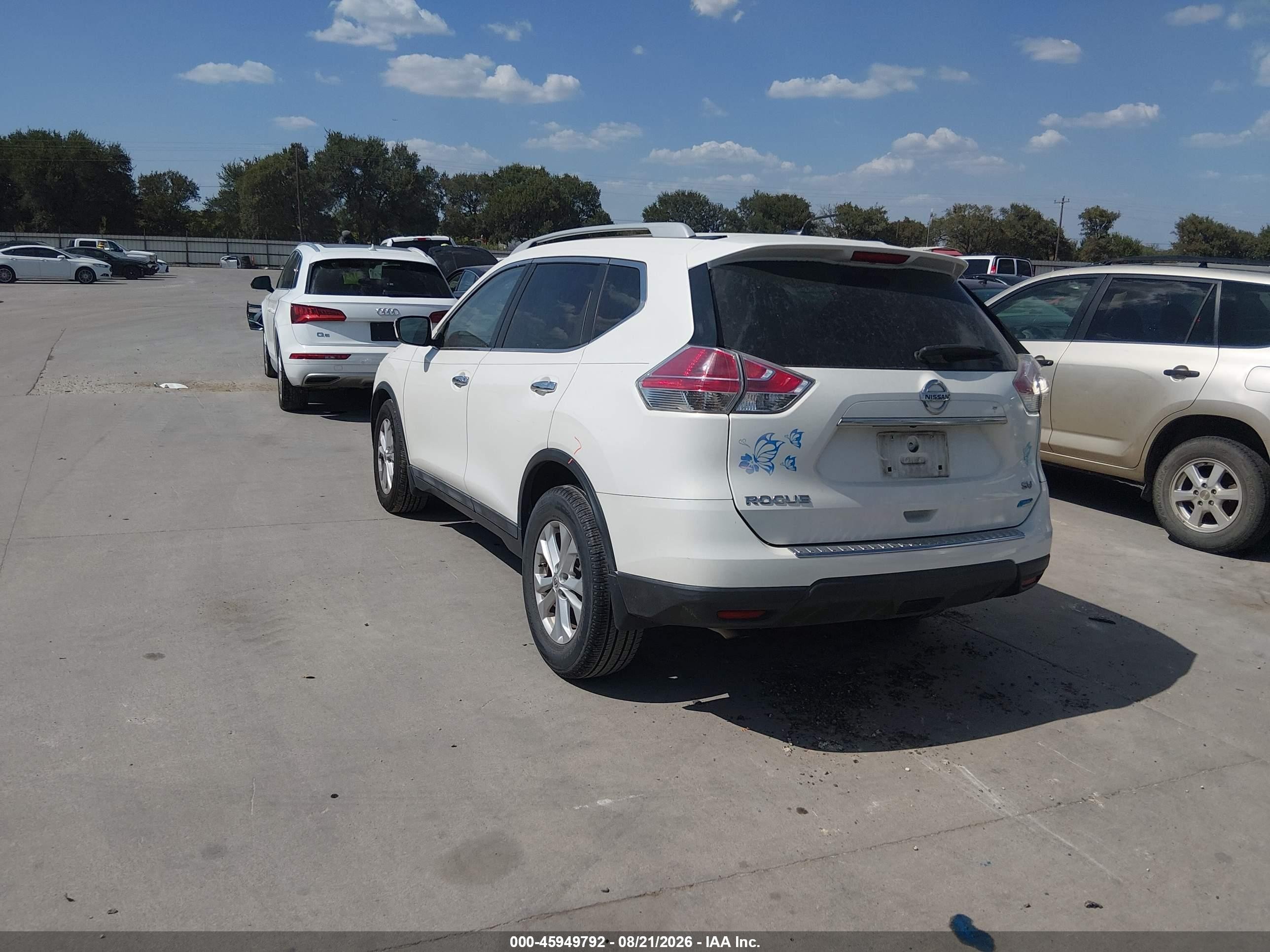 2014 Nissan Rogue Sv White vin: 5N1AT2MTXEC866690