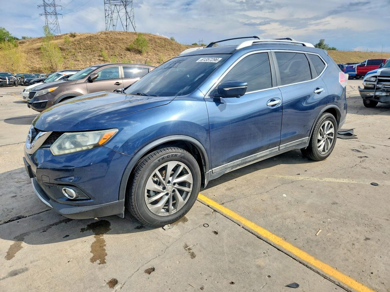 2015 Nissan Rogue Sl Blue vin: 5N1AT2MTXFC804787