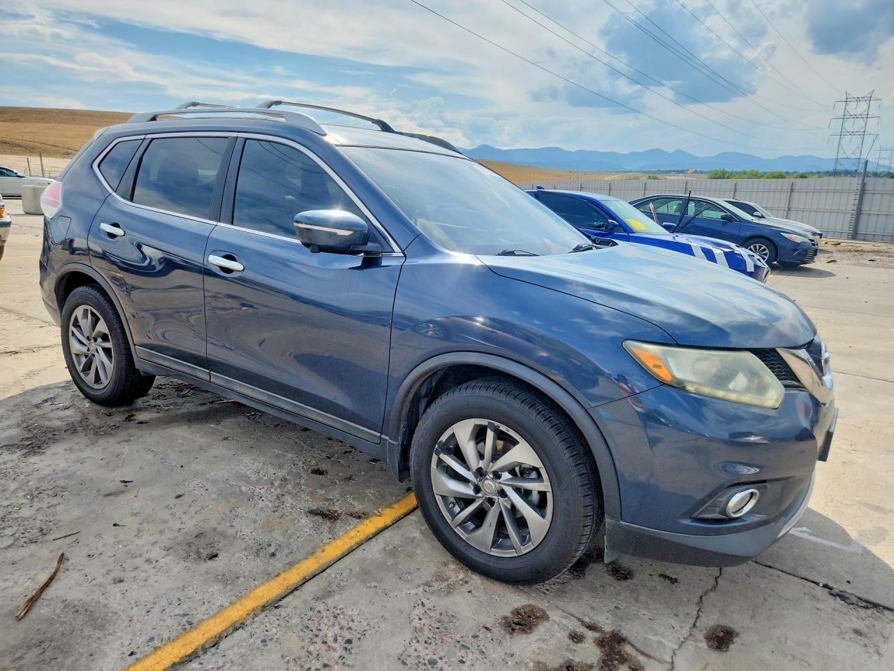 2015 Nissan Rogue Sl Blue vin: 5N1AT2MTXFC804787