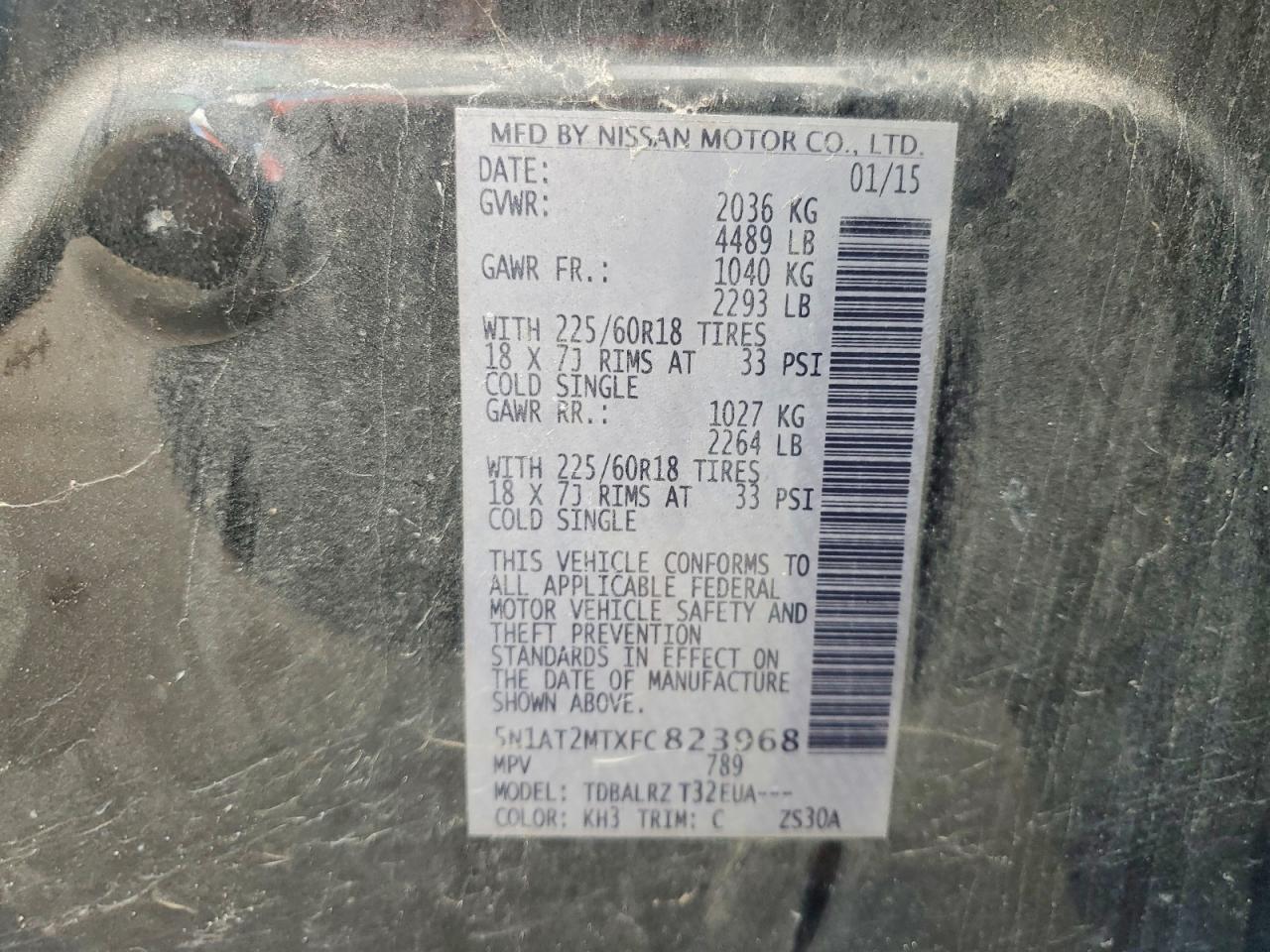2015 Nissan Rogue Sl Black vin: 5N1AT2MTXFC823968