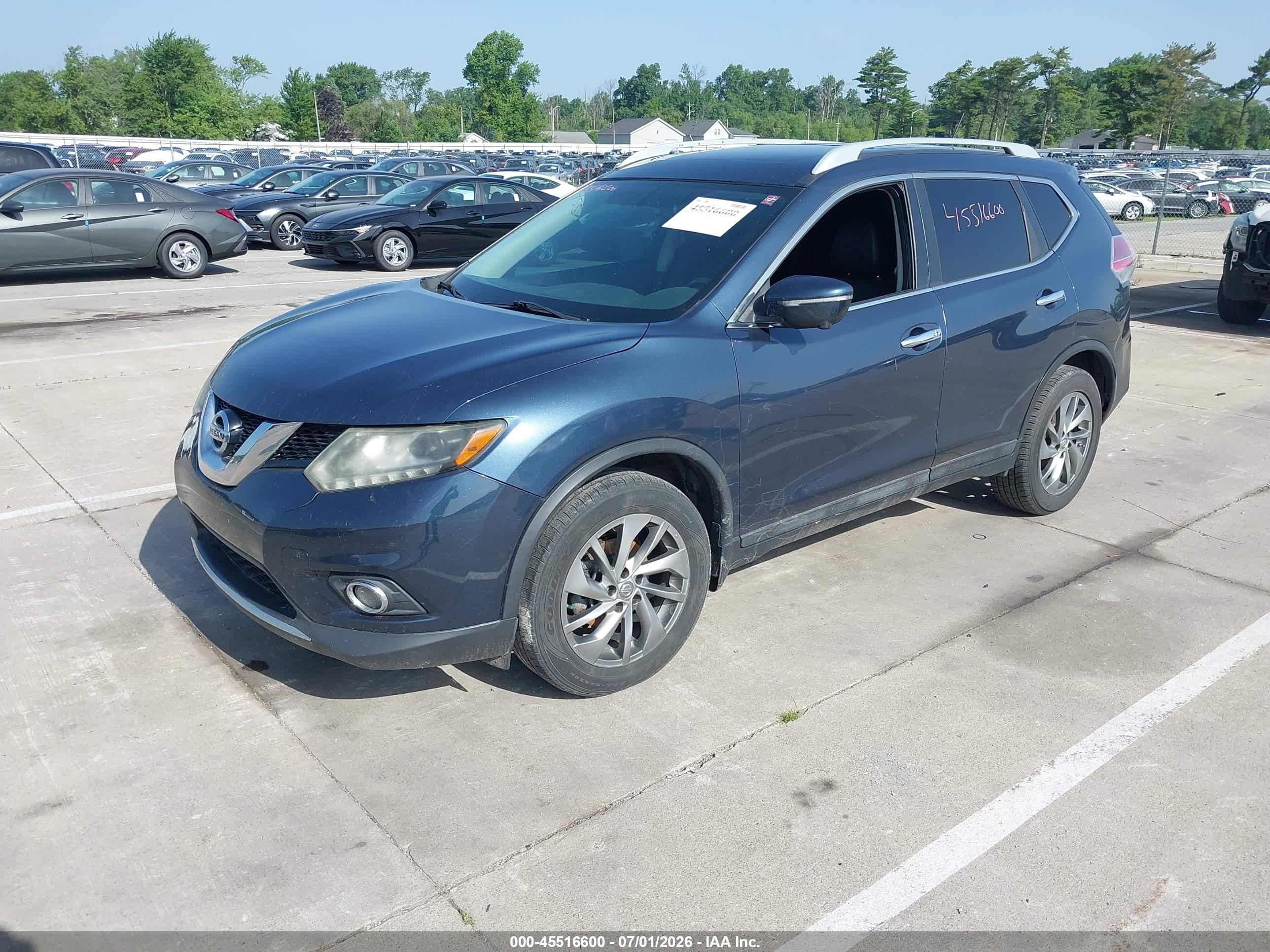 2015 Nissan Rogue Sl Синий vin: 5N1AT2MTXFC865492