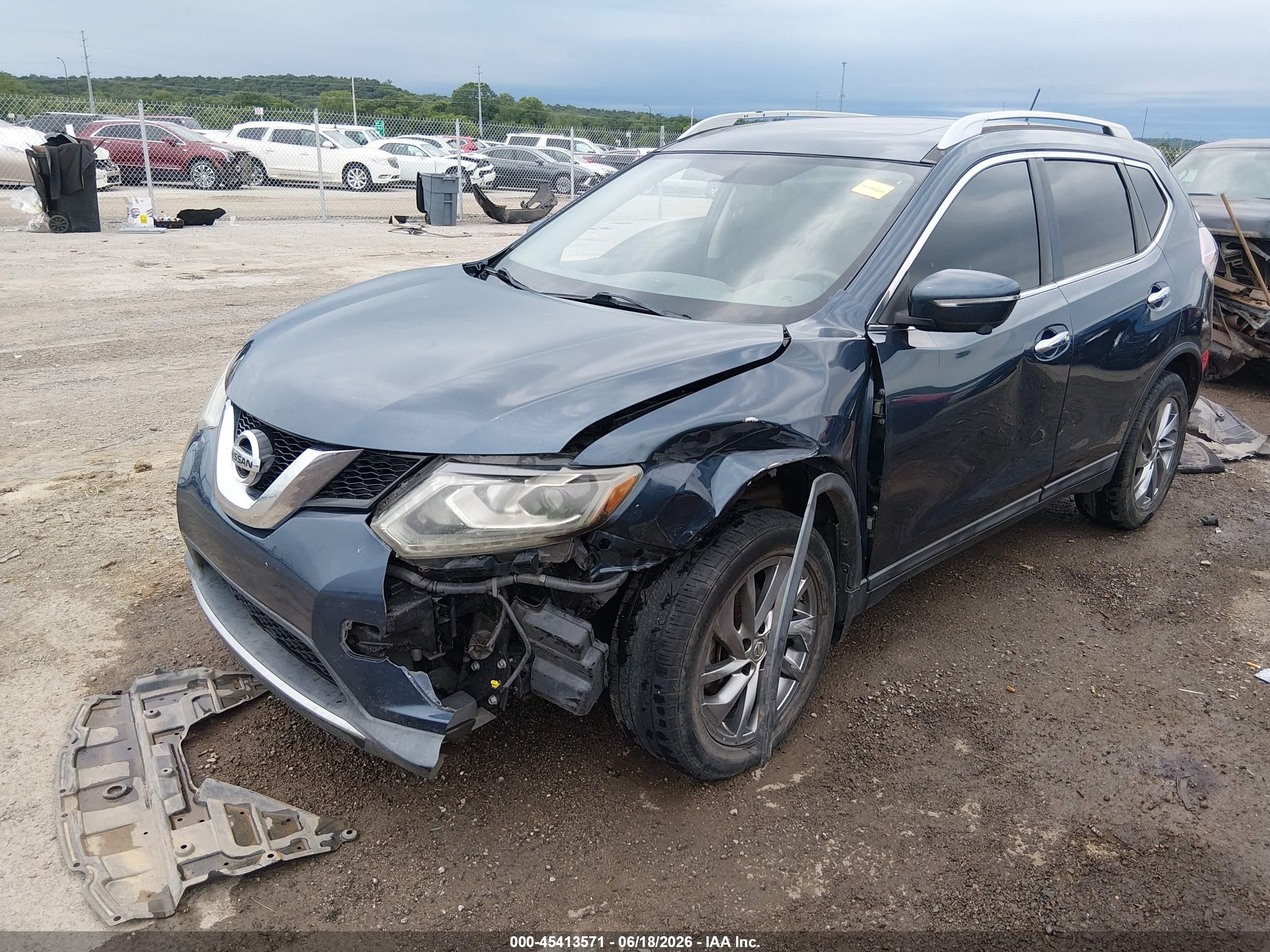 2015 Nissan Rogue Sl Blue vin: 5N1AT2MTXFC868215