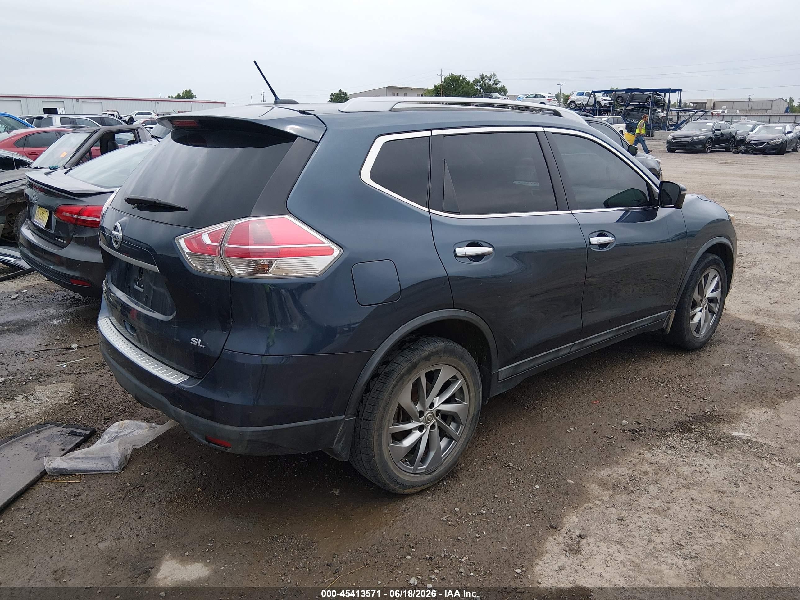 2015 Nissan Rogue Sl Blue vin: 5N1AT2MTXFC868215