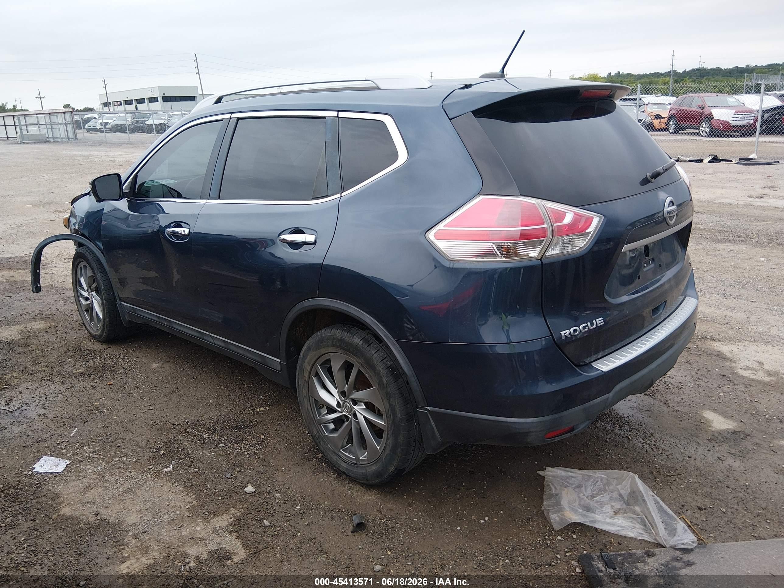 2015 Nissan Rogue Sl Blue vin: 5N1AT2MTXFC868215