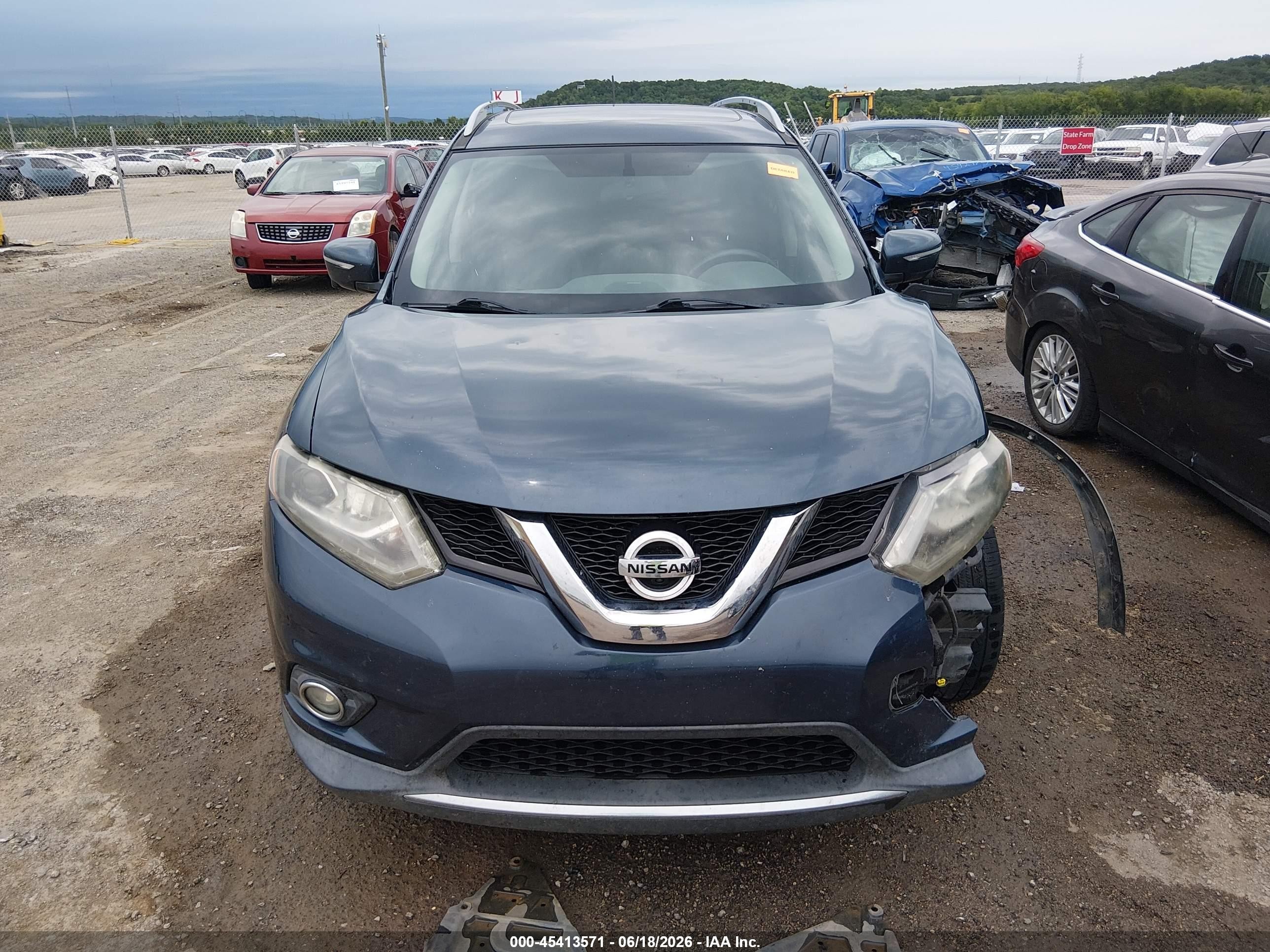 2015 Nissan Rogue Sl Blue vin: 5N1AT2MTXFC868215