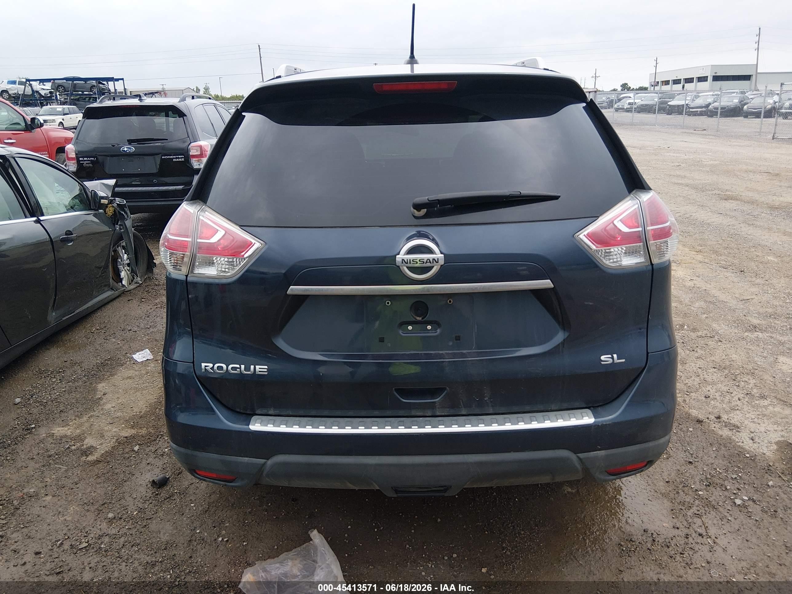 2015 Nissan Rogue Sl Blue vin: 5N1AT2MTXFC868215