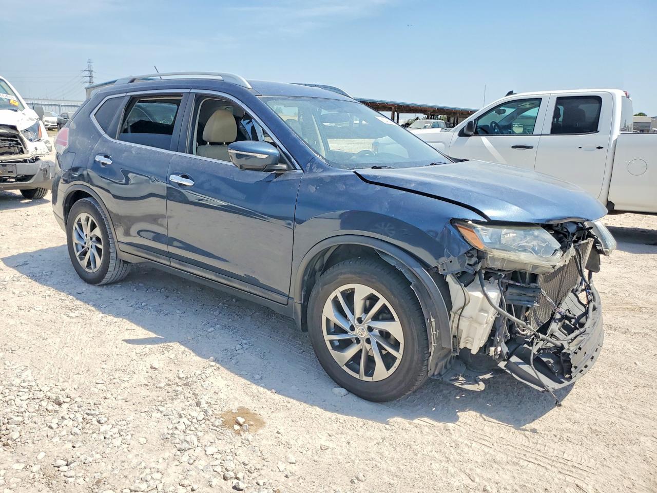 2015 Nissan Rogue Sl Blue vin: 5N1AT2MTXFC870790