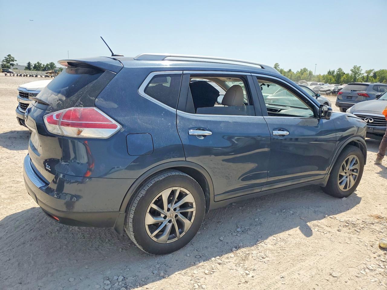 2015 Nissan Rogue Sl Blue vin: 5N1AT2MTXFC870790