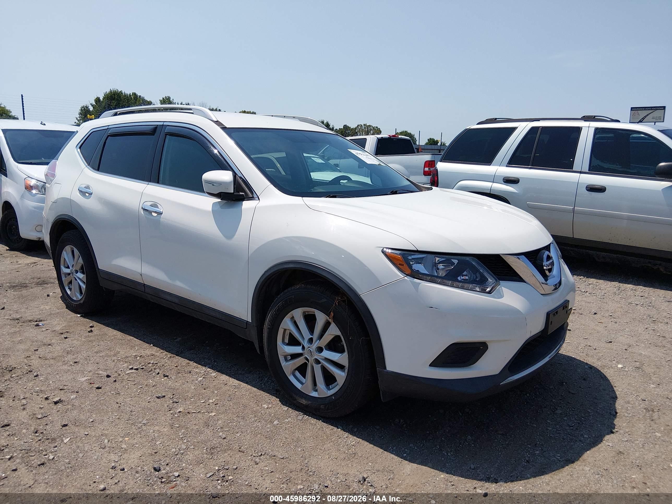 2015 Nissan Rogue Sv White vin: 5N1AT2MTXFC884480