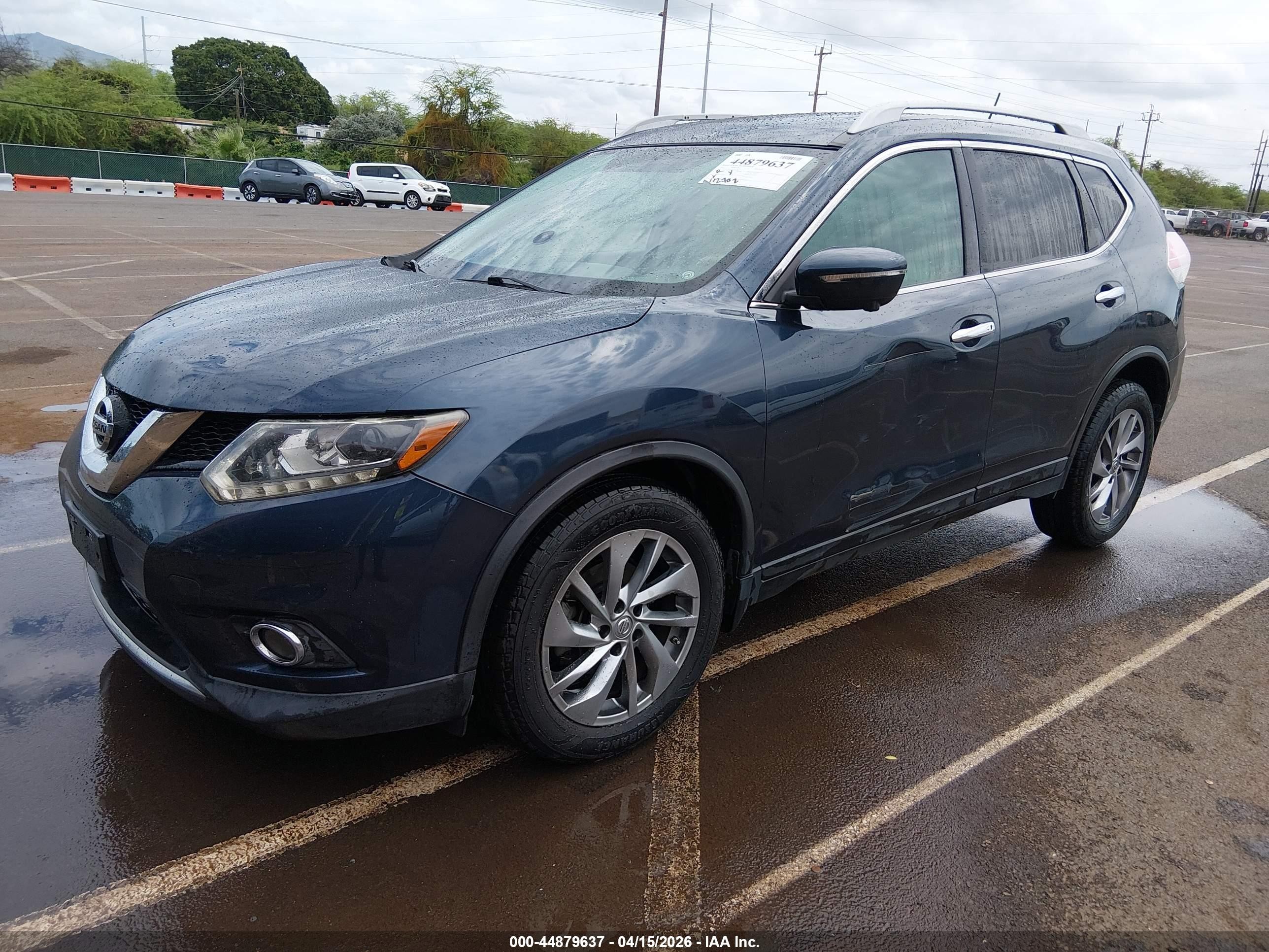 2015 Nissan Rogue Sl Blue vin: 5N1AT2MTXFC911760