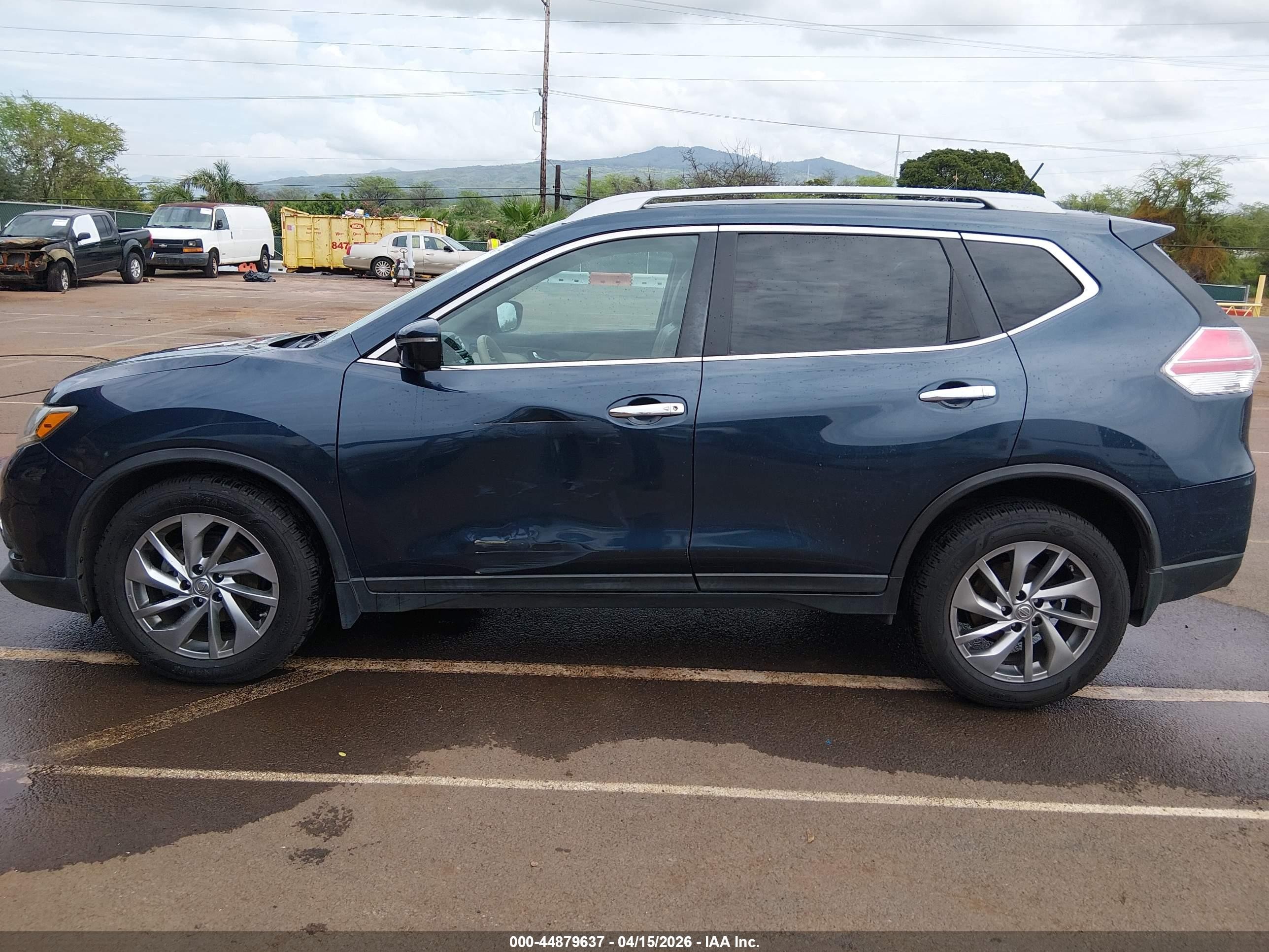 2015 Nissan Rogue Sl Blue vin: 5N1AT2MTXFC911760