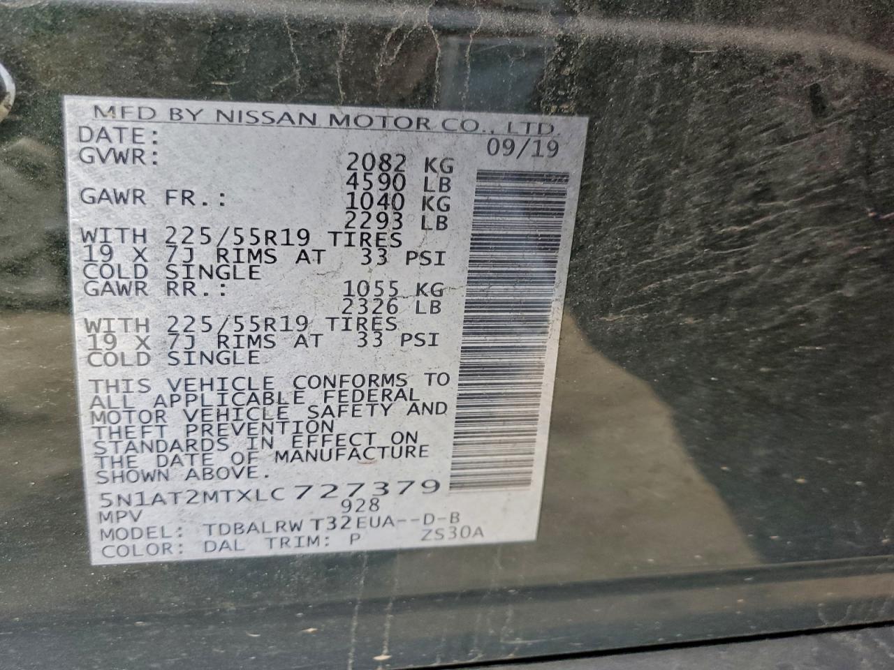 2020 Nissan Rogue S Green vin: 5N1AT2MTXLC727379