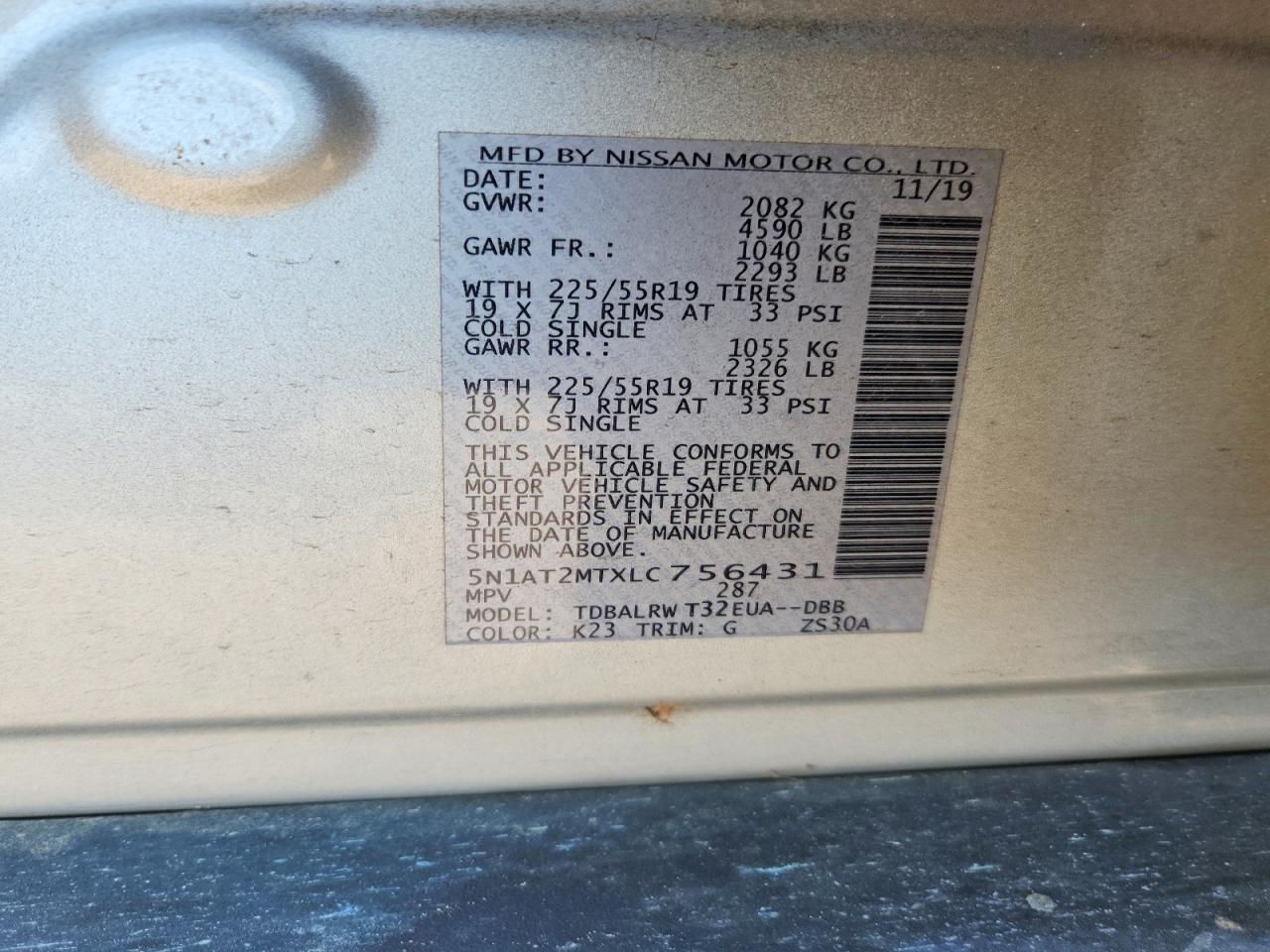 2020 Nissan Rogue Sl Silver vin: 5N1AT2MTXLC756431