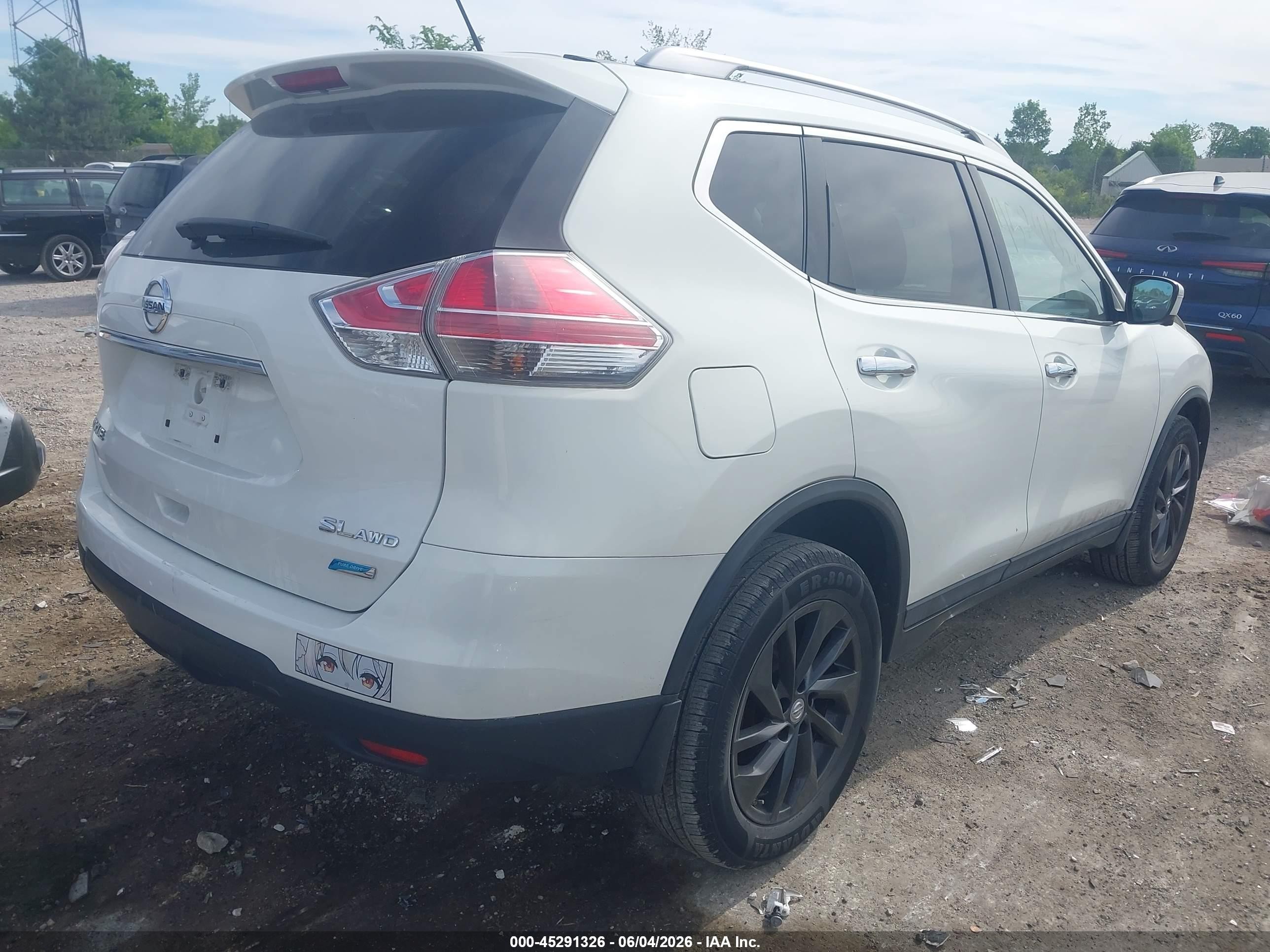 2014 Nissan Rogue Sl White vin: 5N1AT2MV0EC772805