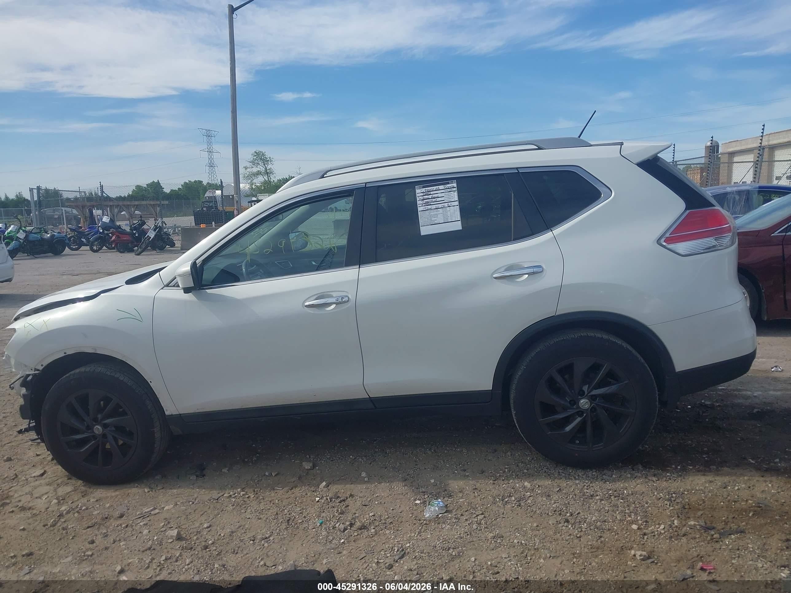 2014 Nissan Rogue Sl White vin: 5N1AT2MV0EC772805