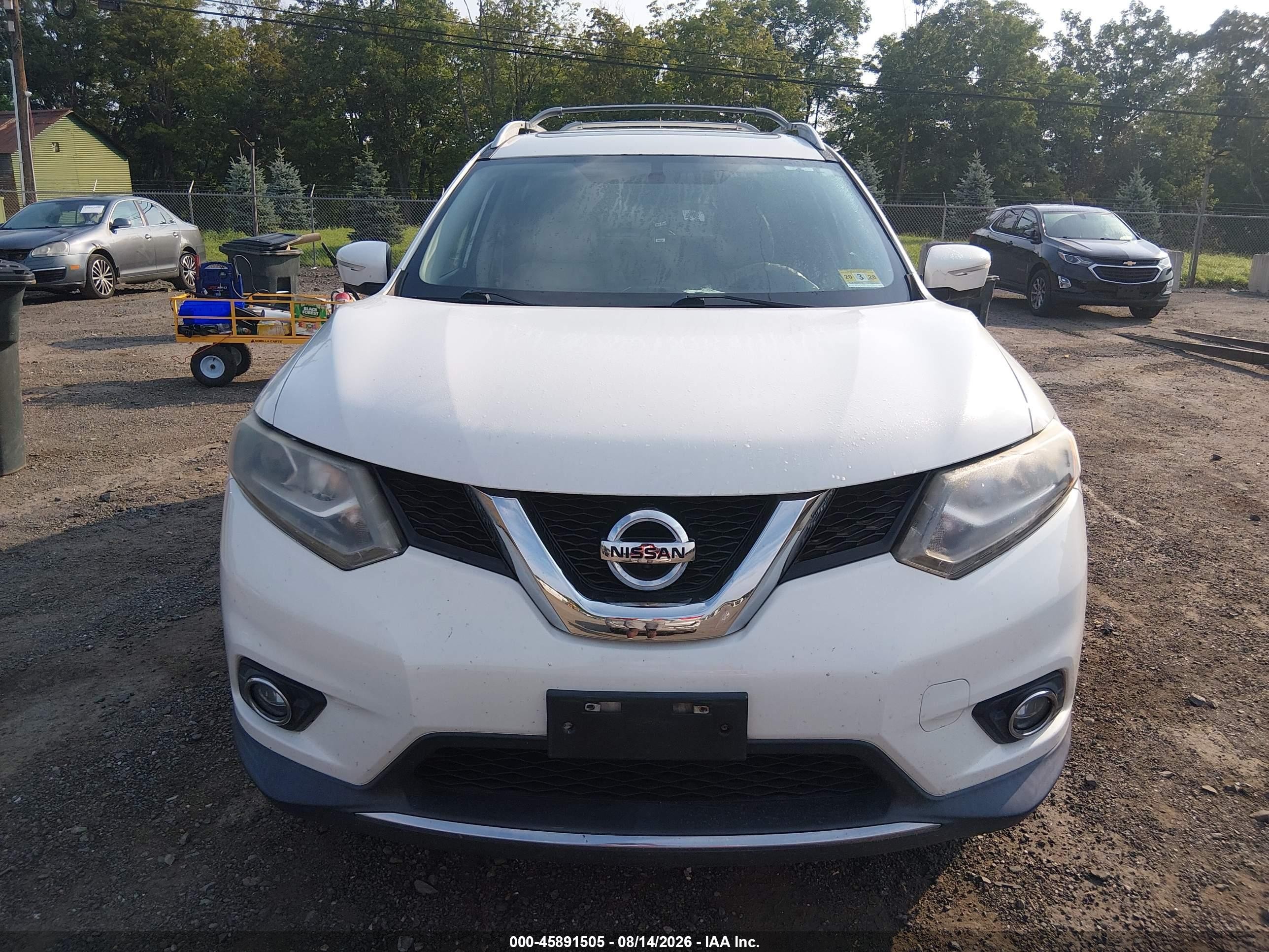 2014 Nissan Rogue Sl White vin: 5N1AT2MV0EC790558