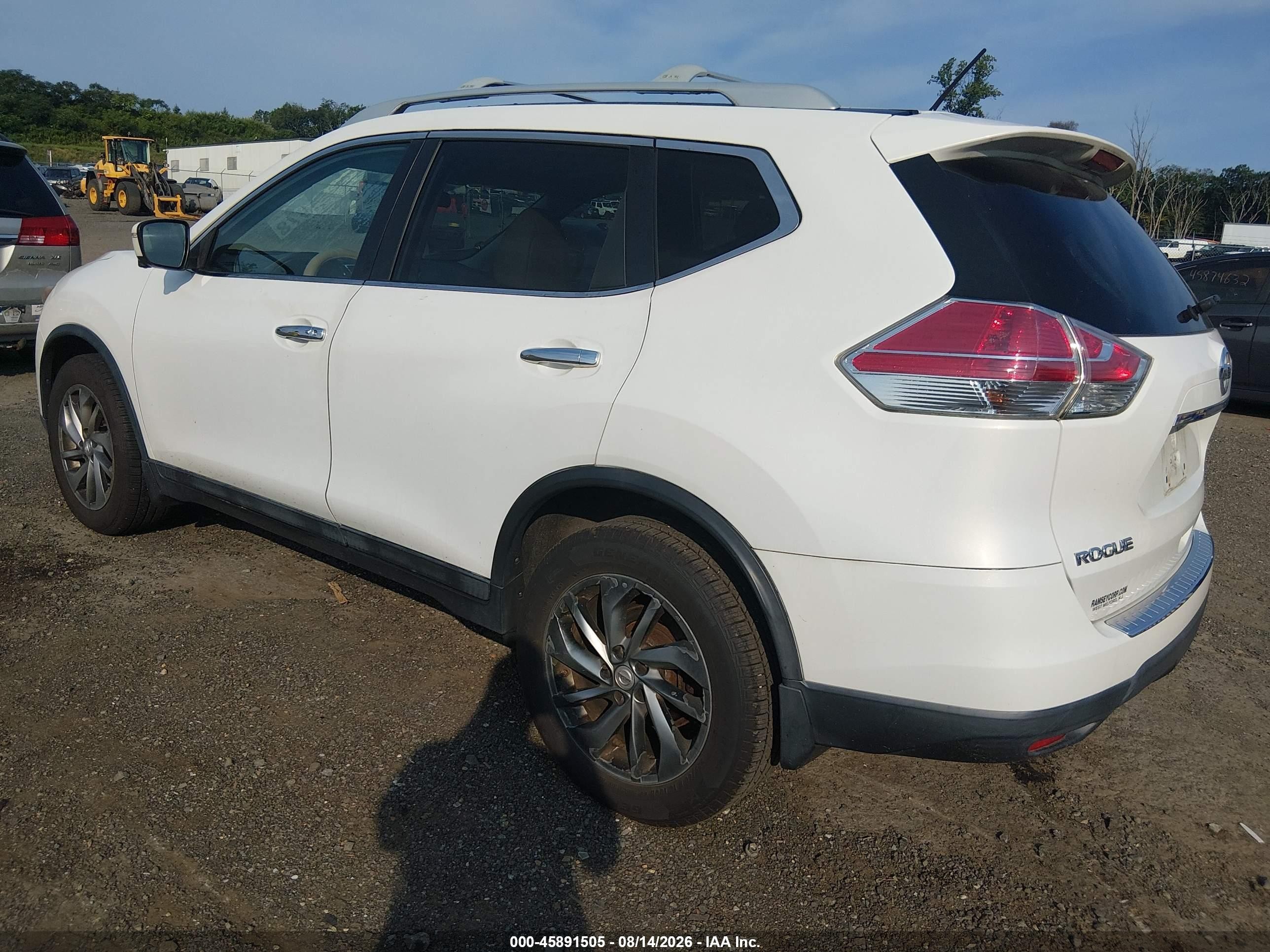 2014 Nissan Rogue Sl White vin: 5N1AT2MV0EC790558