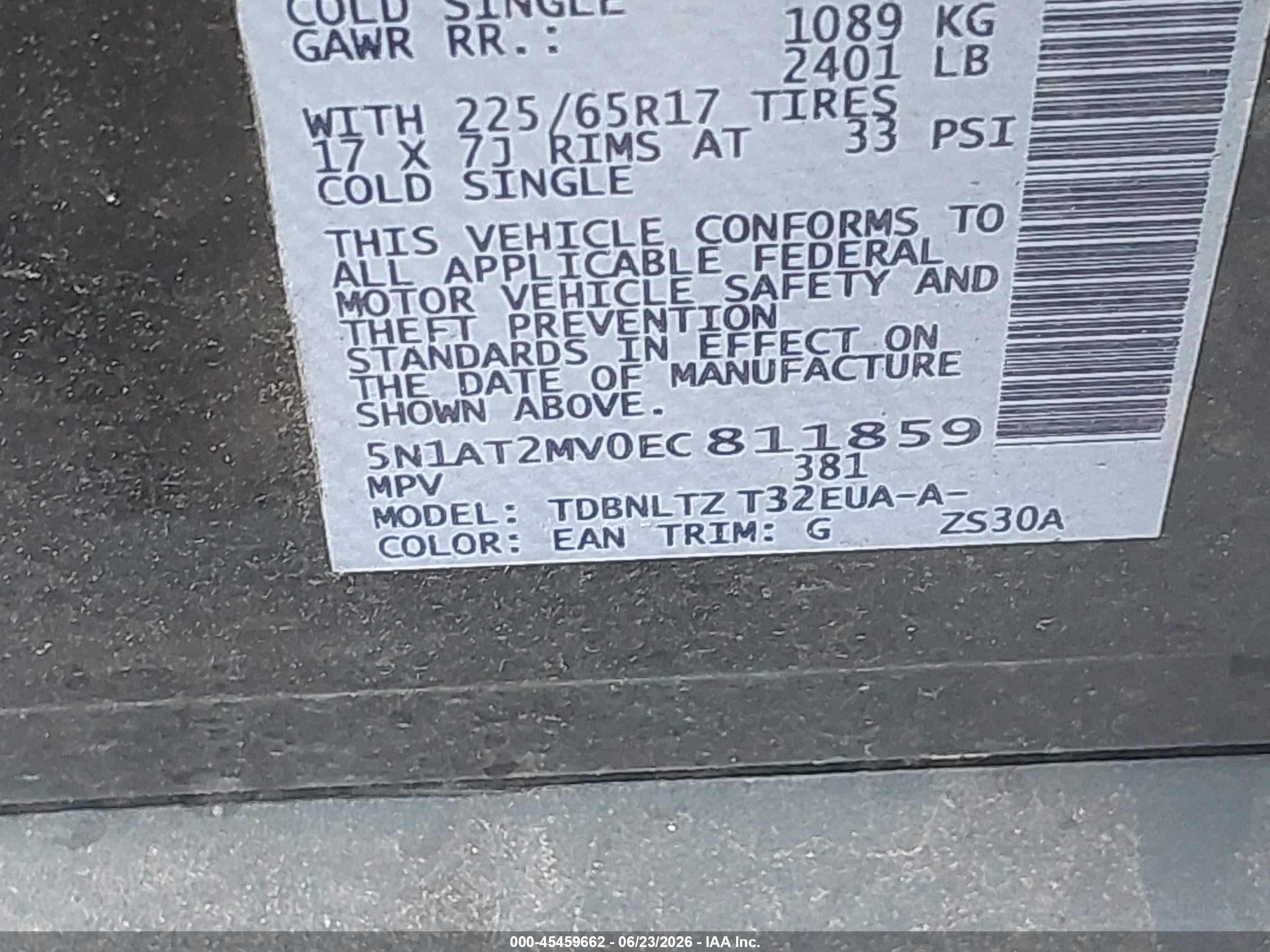 2014 Nissan Rogue Sv Green vin: 5N1AT2MV0EC811859