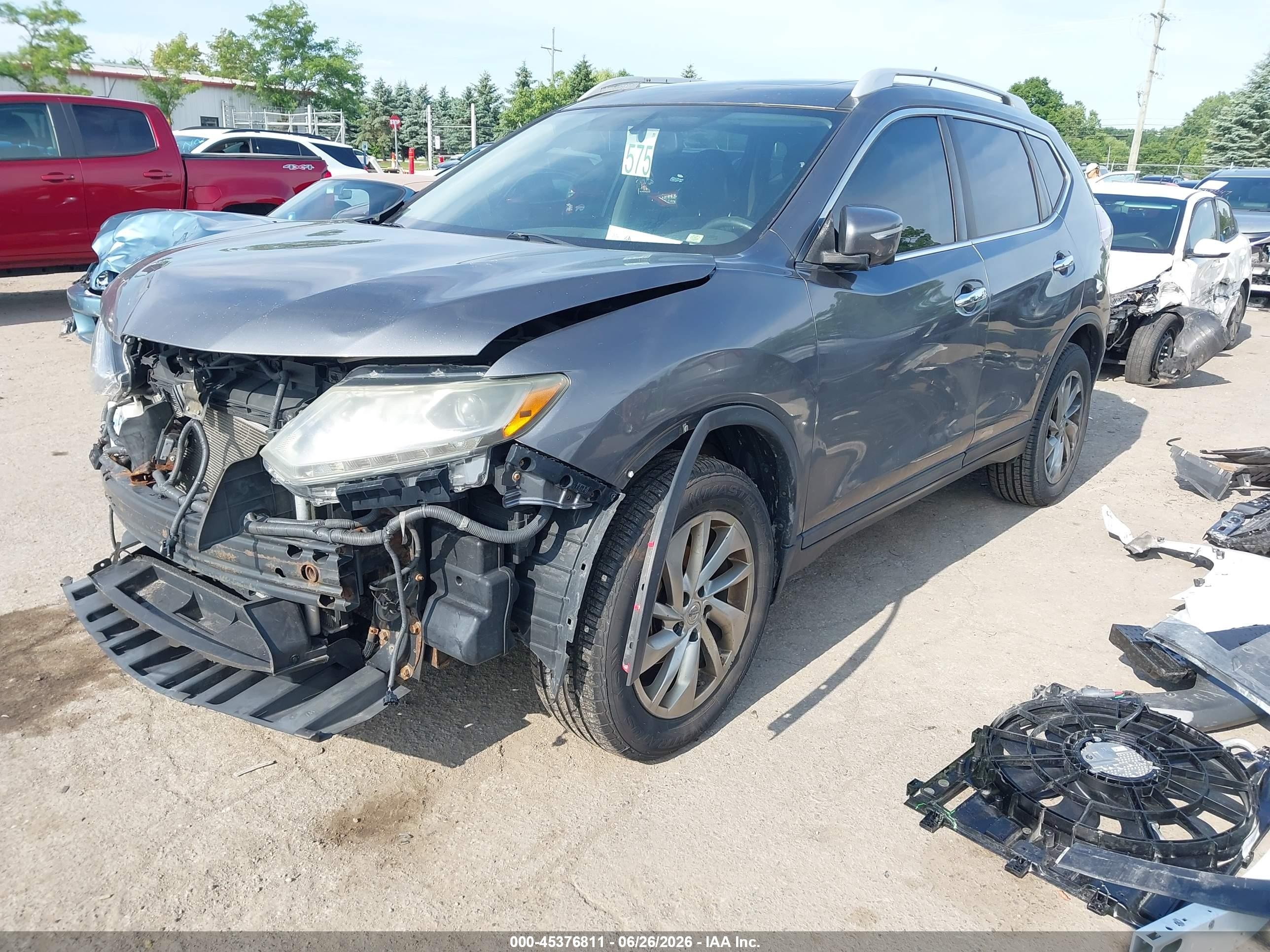 2014 Nissan Rogue Sl Gray vin: 5N1AT2MV0EC825244