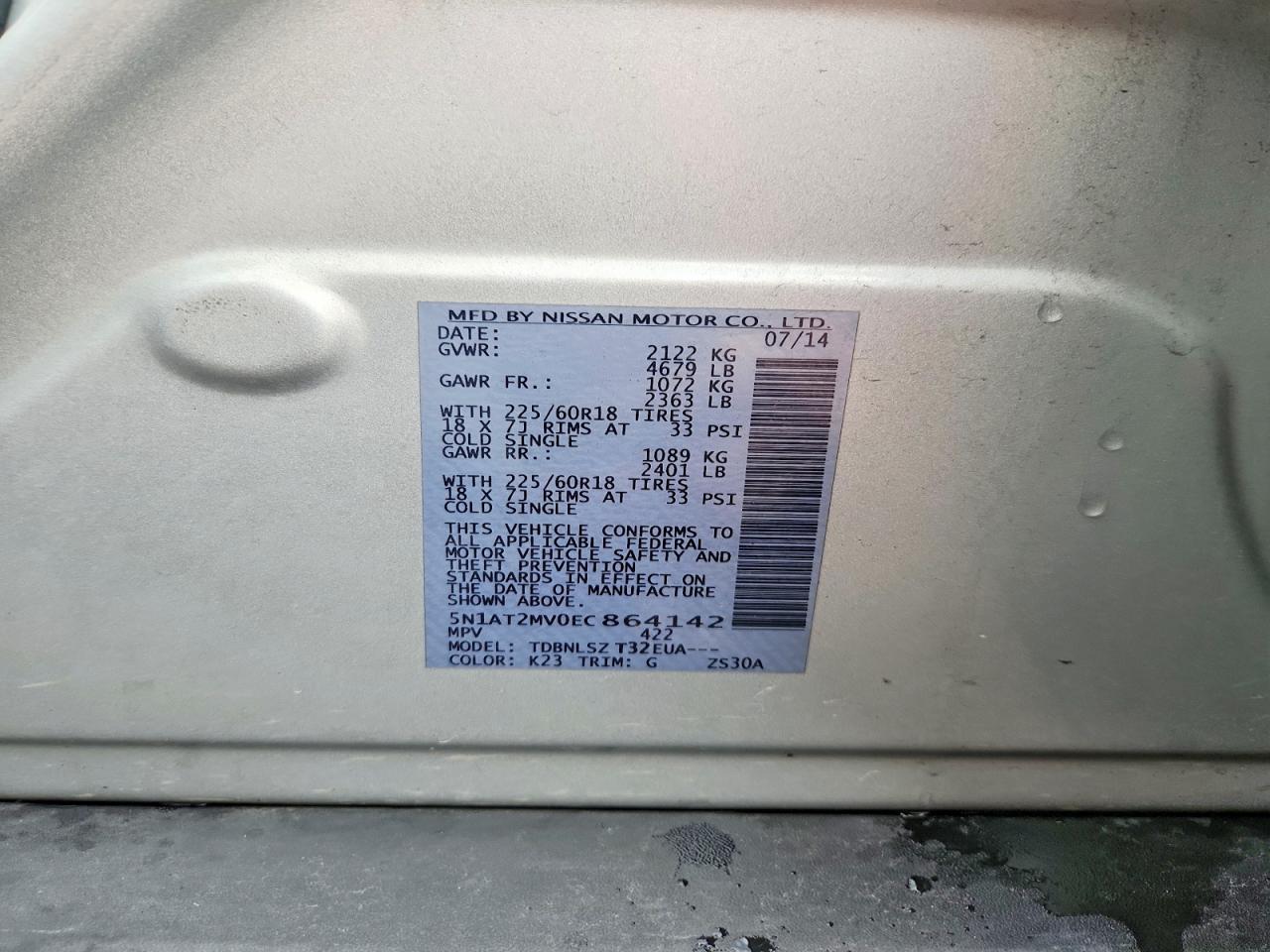 2014 Nissan Rogue Sl Silver vin: 5N1AT2MV0EC864142